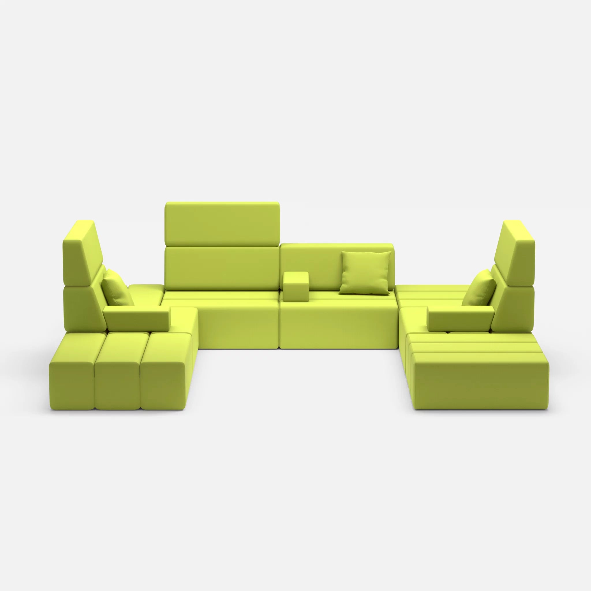 U Sofa Bricks 2 radio7041 in Hellgrün von vorne