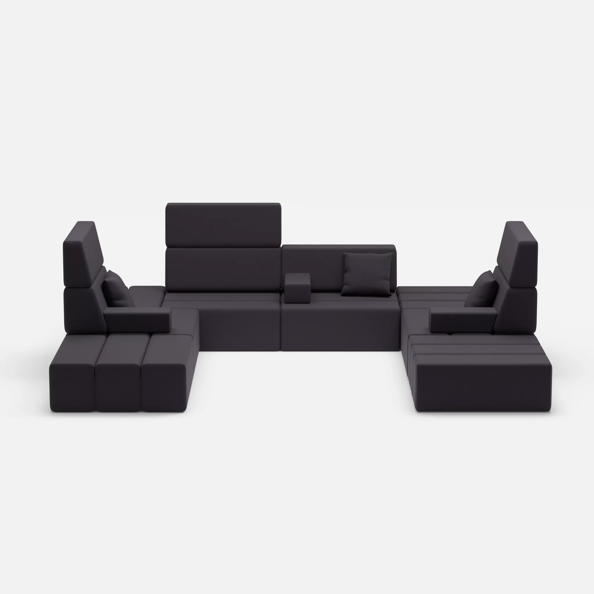 U Sofa Bricks 2 radio8517 in Anthrazit von vorne