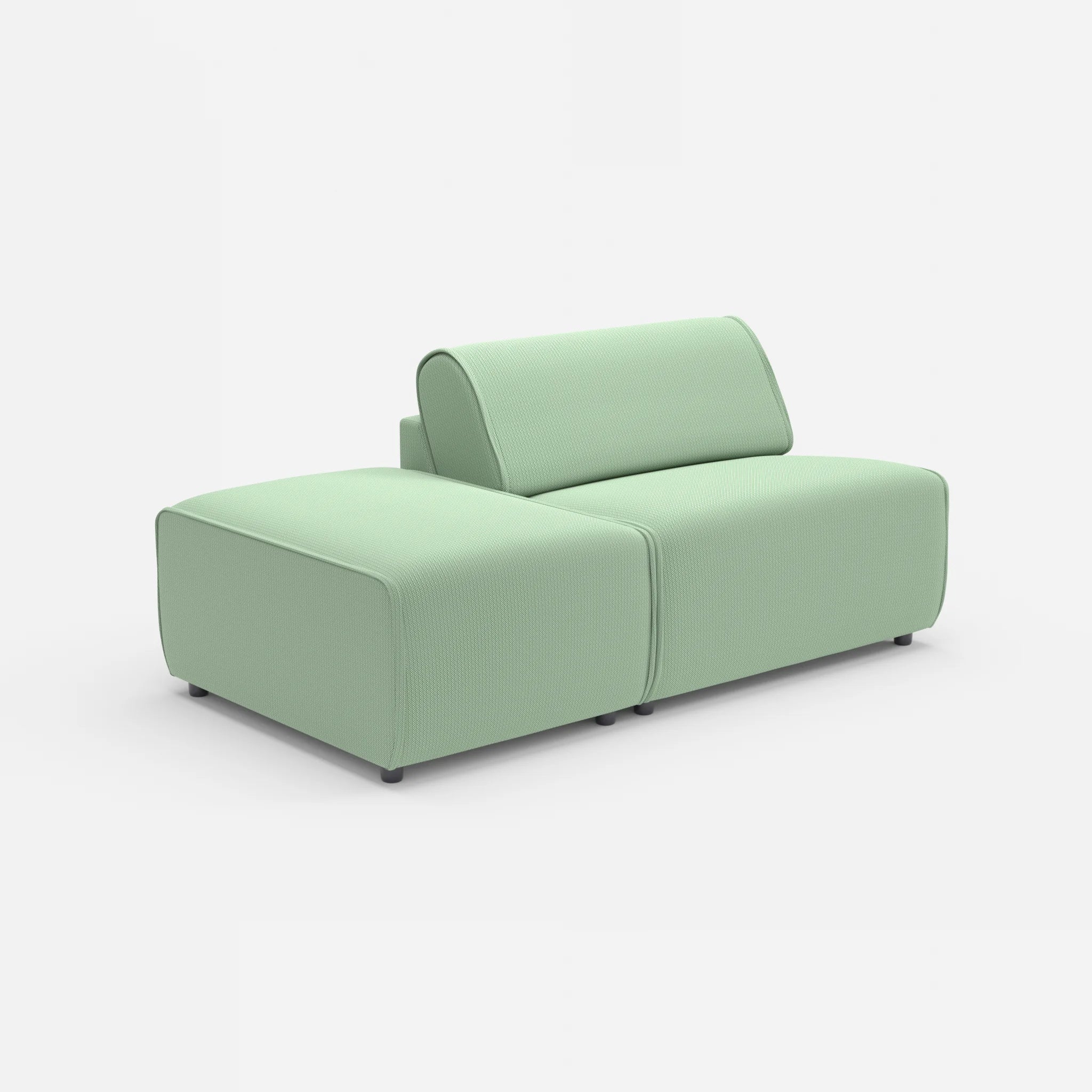1 Sitzer Sofa Belleform mit offener Seite ohne Armlehne 1 credoaloe in Hellgrün von der Seite