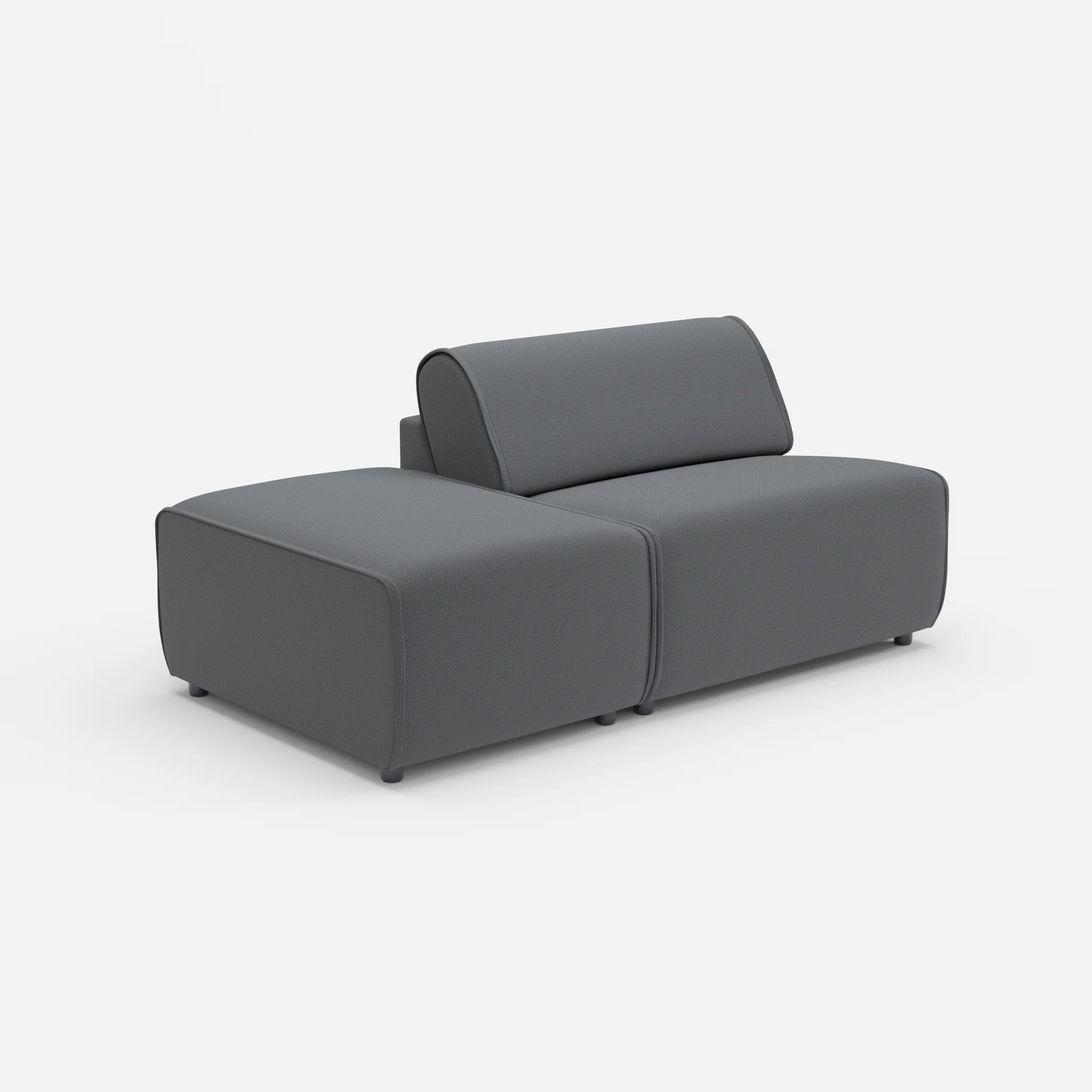 1 Sitzer Sofa Belleform mit offener Seite ohne Armlehne 1 credoasphalt in Anthrazit von der Seite