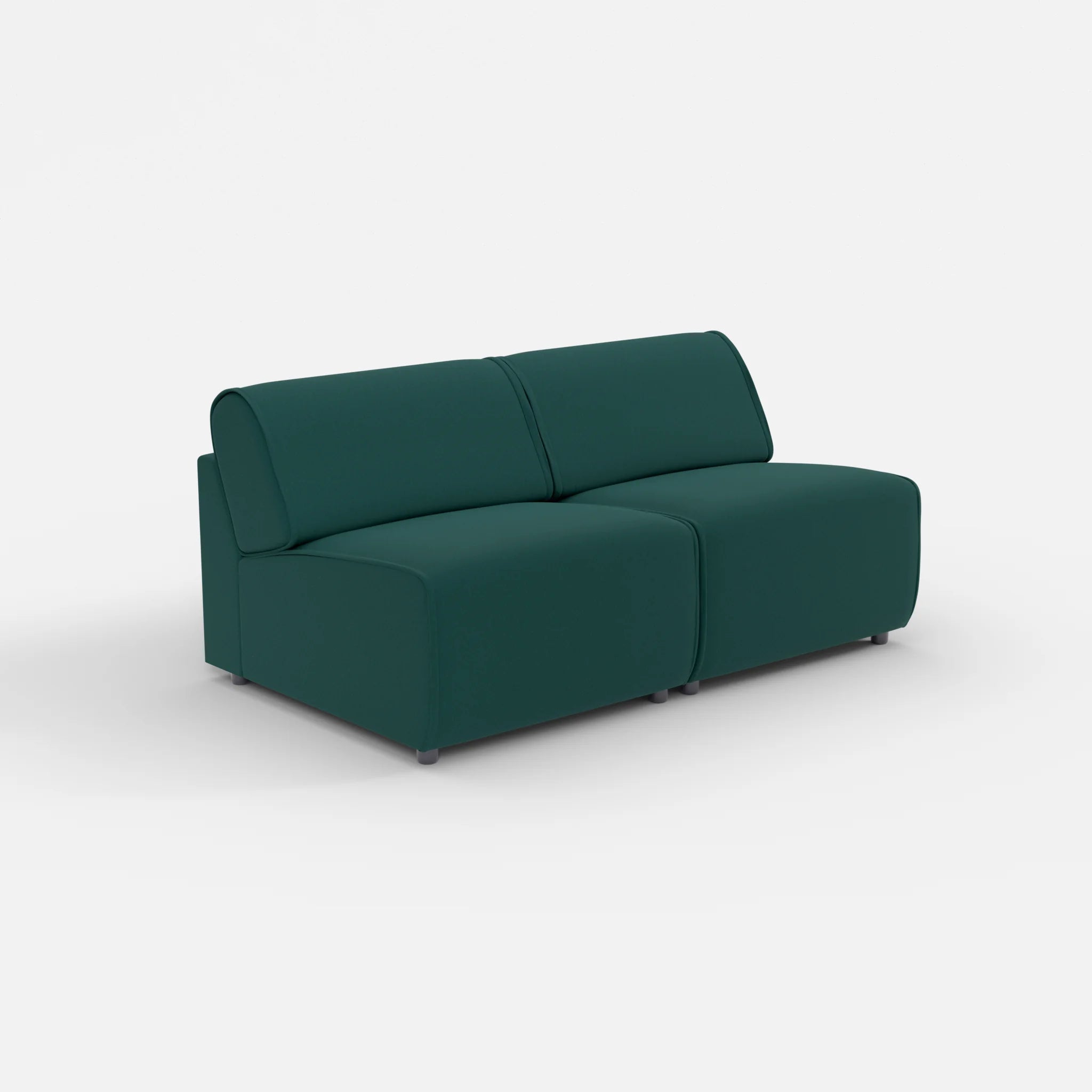 2 Sitzer Sofa Belleform ohne Armlehne 2 dama0073 in Petrol von der Seite