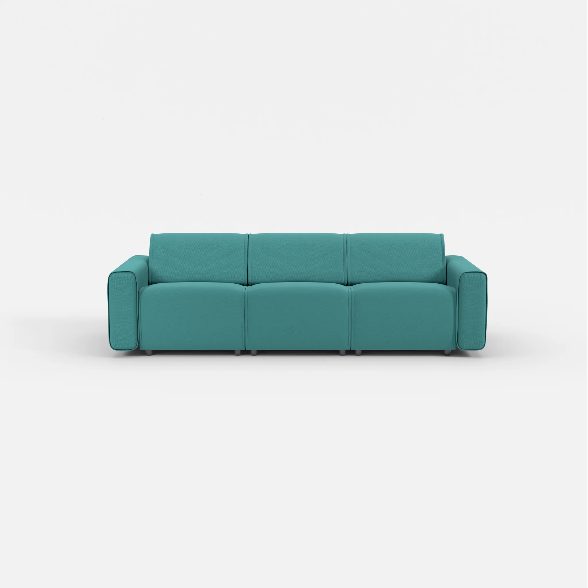 3 Sitzer Sofa Belleform mit breiter Armlehne 1 novumprisma in Türkis von vorne
