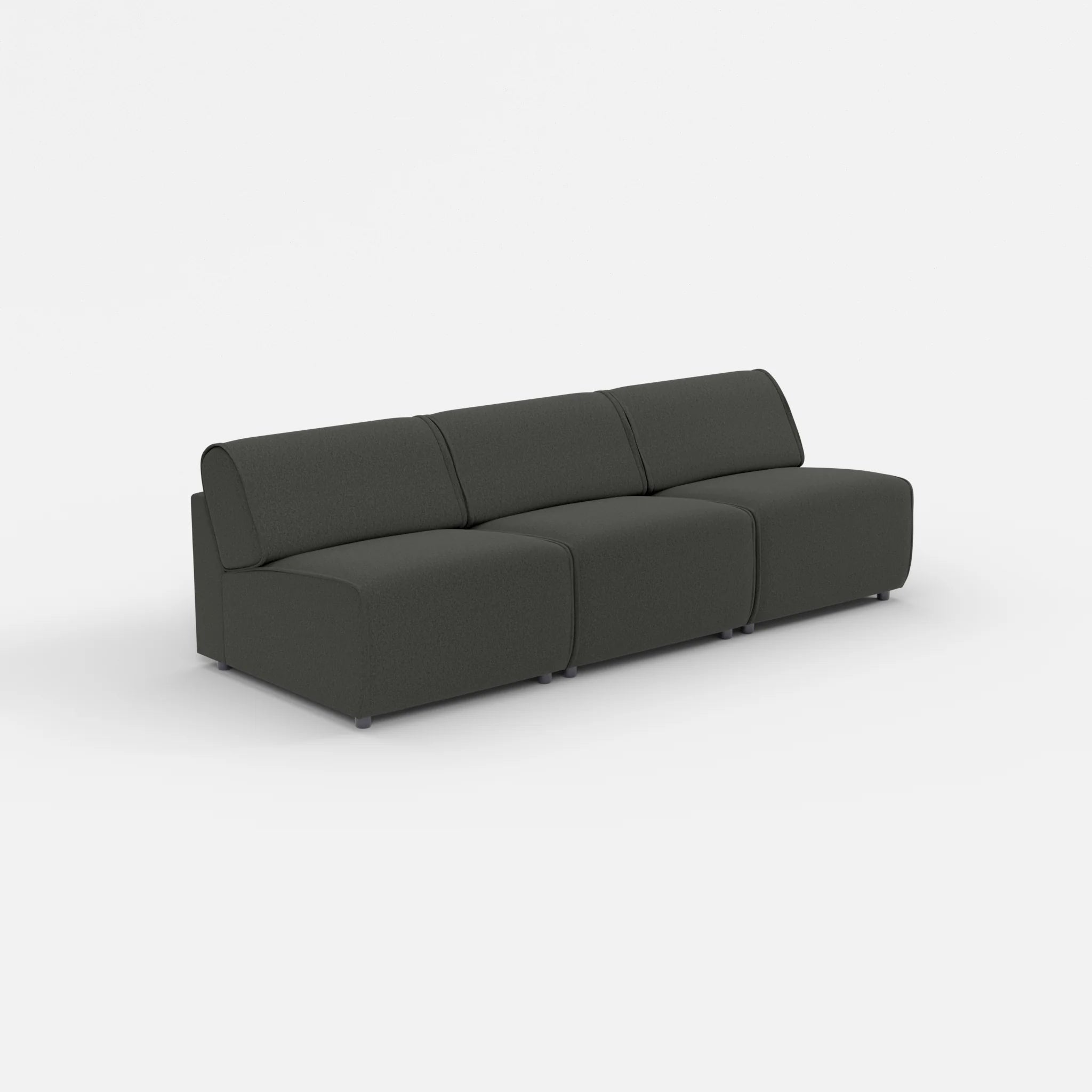 3 Sitzer Sofa Belleform ohne Armlehne 2 dama0002 in Anthrazit von der Seite