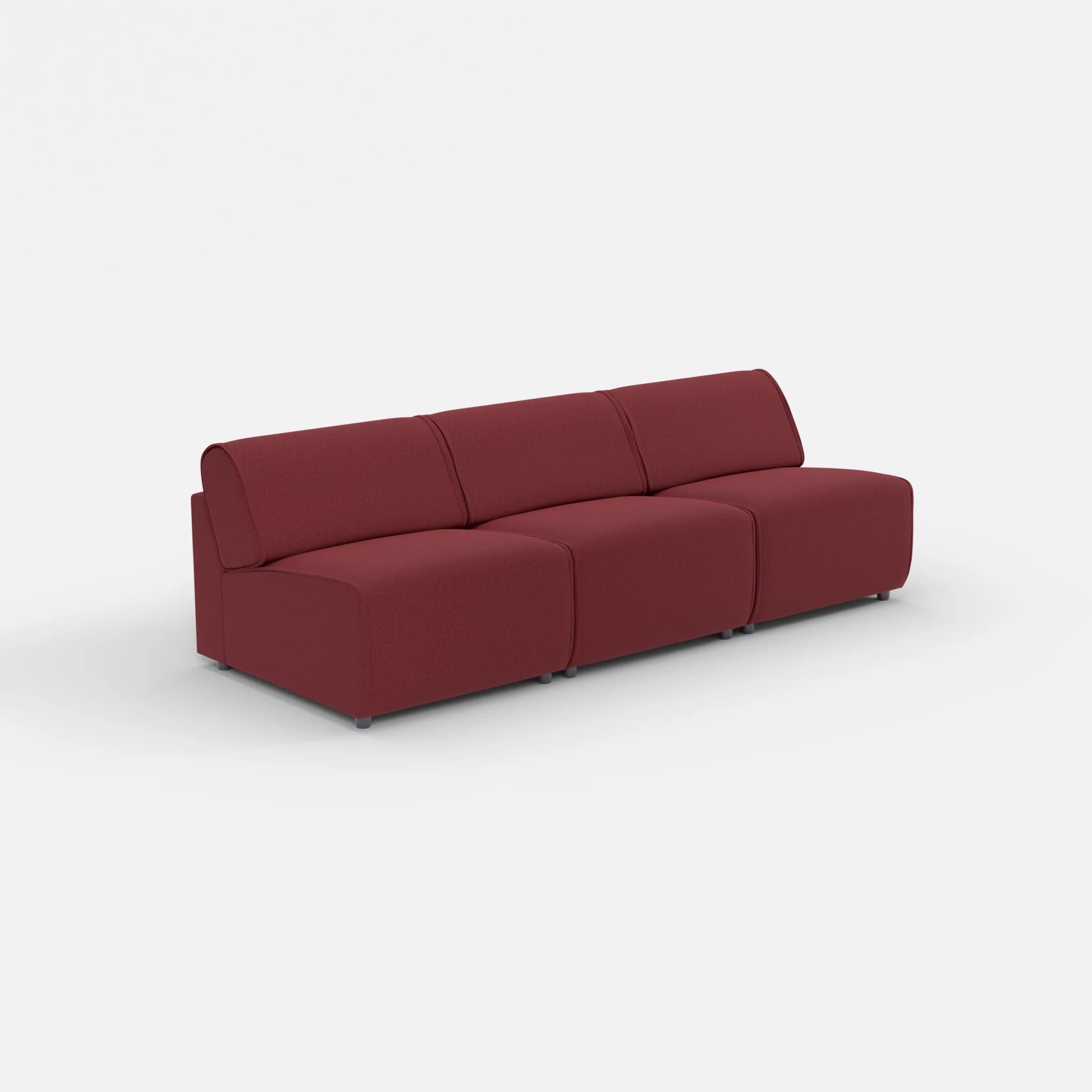 3 Sitzer Sofa Belleform ohne Armlehne 2 dama0034 in Bordeaux von der Seite