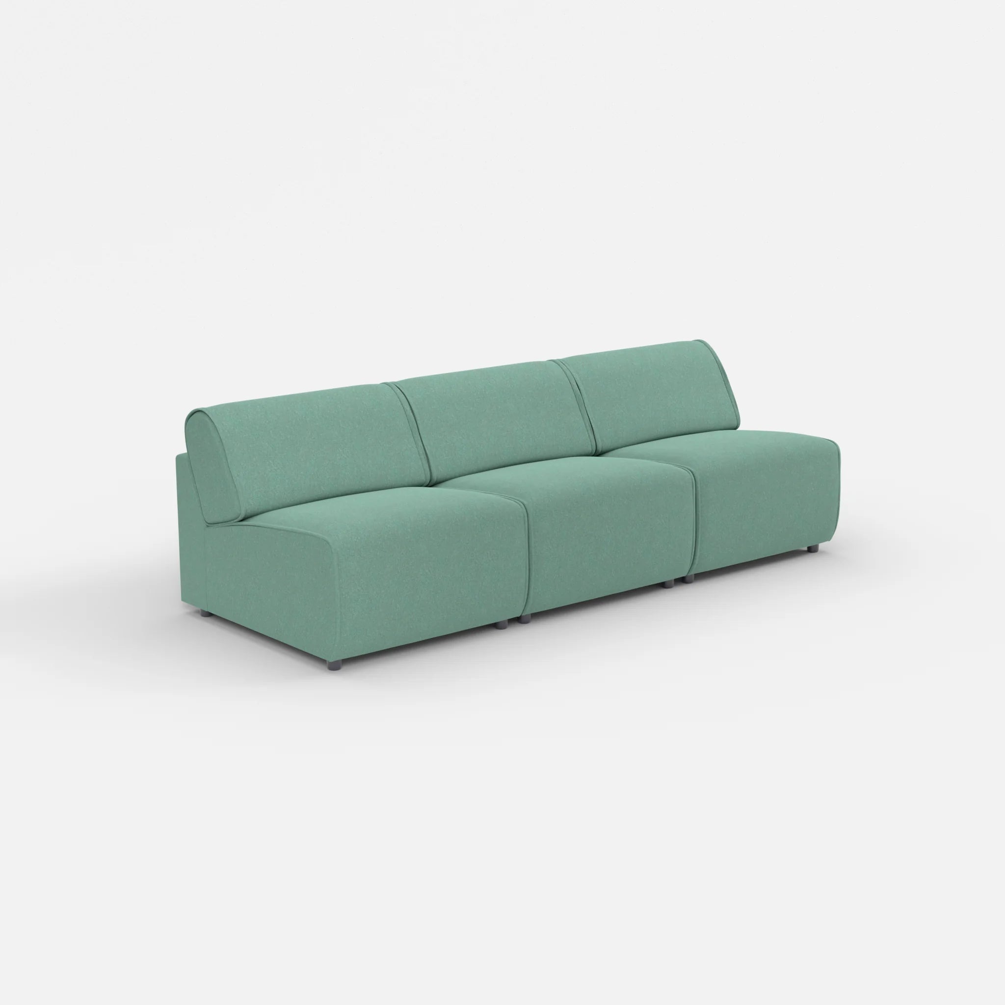 3 Sitzer Sofa Belleform ohne Armlehne 2 dama0045 in Türkis von der Seite