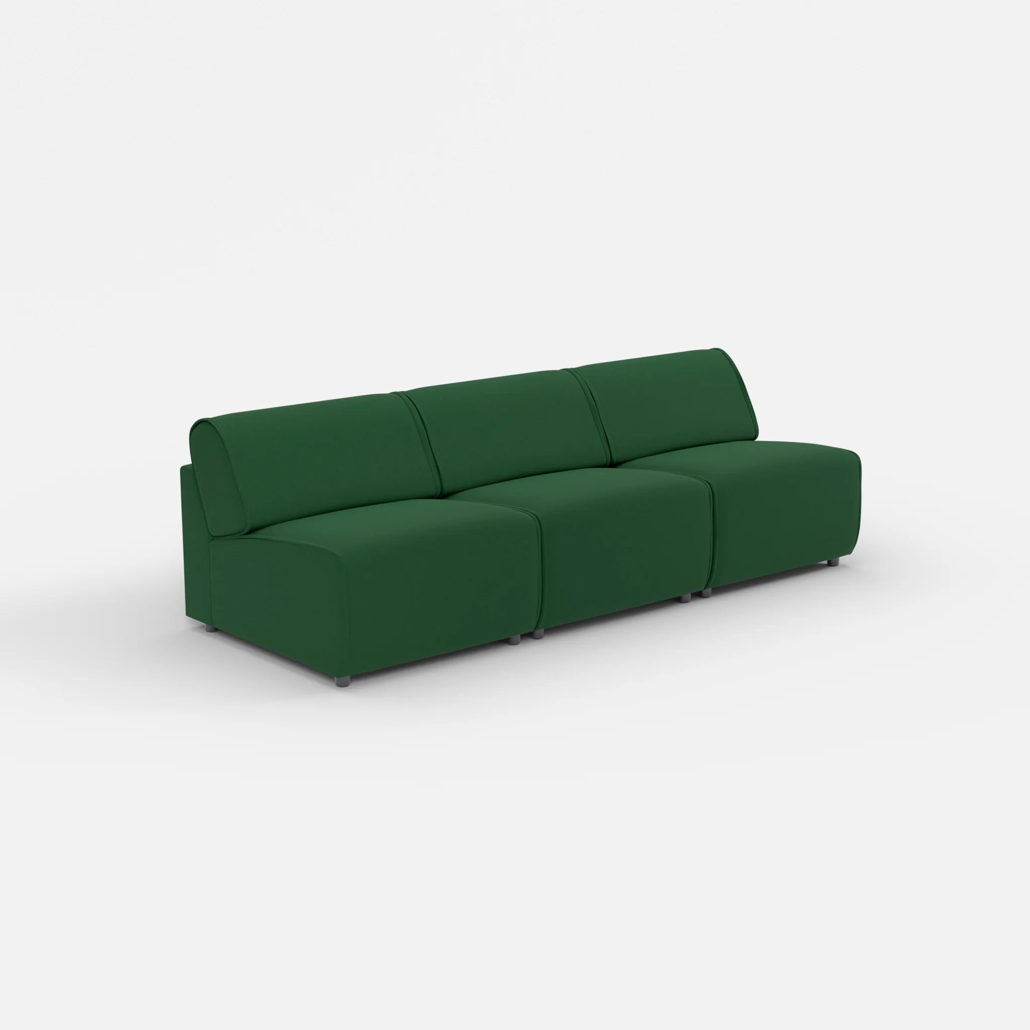 3 Sitzer Sofa Belleform ohne Armlehne 2 dama0052 in Dunkelgrün von der Seite
