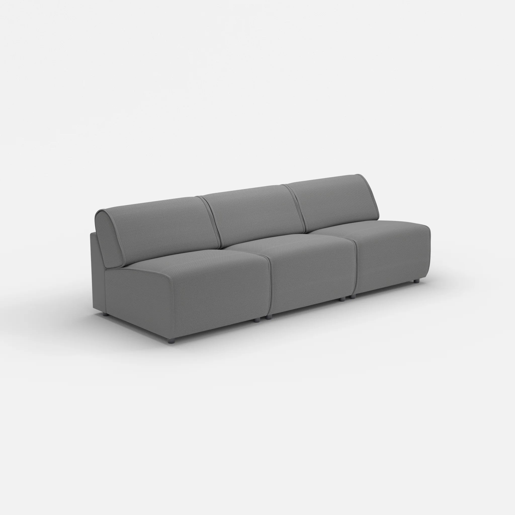 3 Sitzer Sofa Belleform ohne Armlehne 2 novumkies in Mittelgrau von der Seite