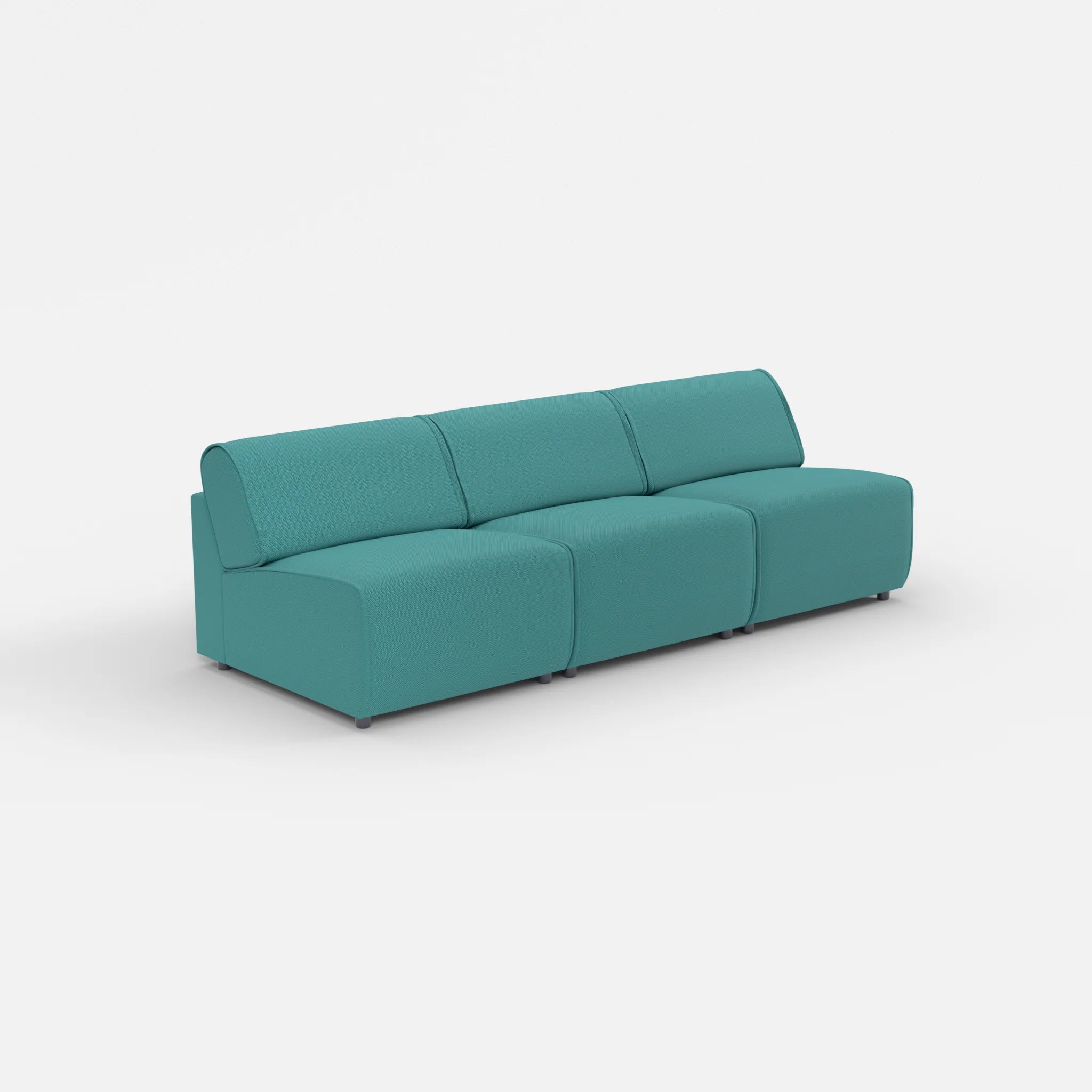 3 Sitzer Sofa Belleform ohne Armlehne 2 novumprisma in Türkis von der Seite