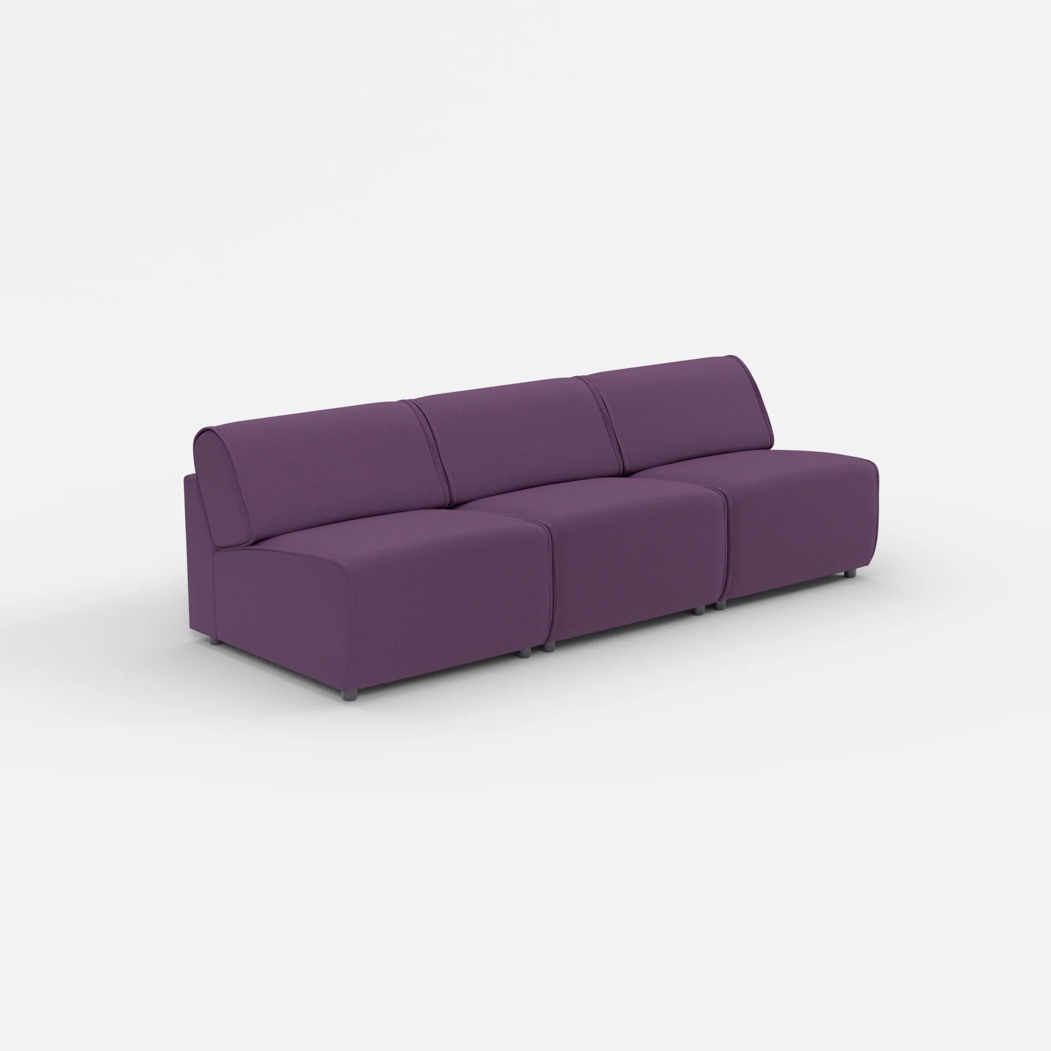 3 Sitzer Sofa Belleform ohne Armlehne 2 novumprune in Violett von der Seite