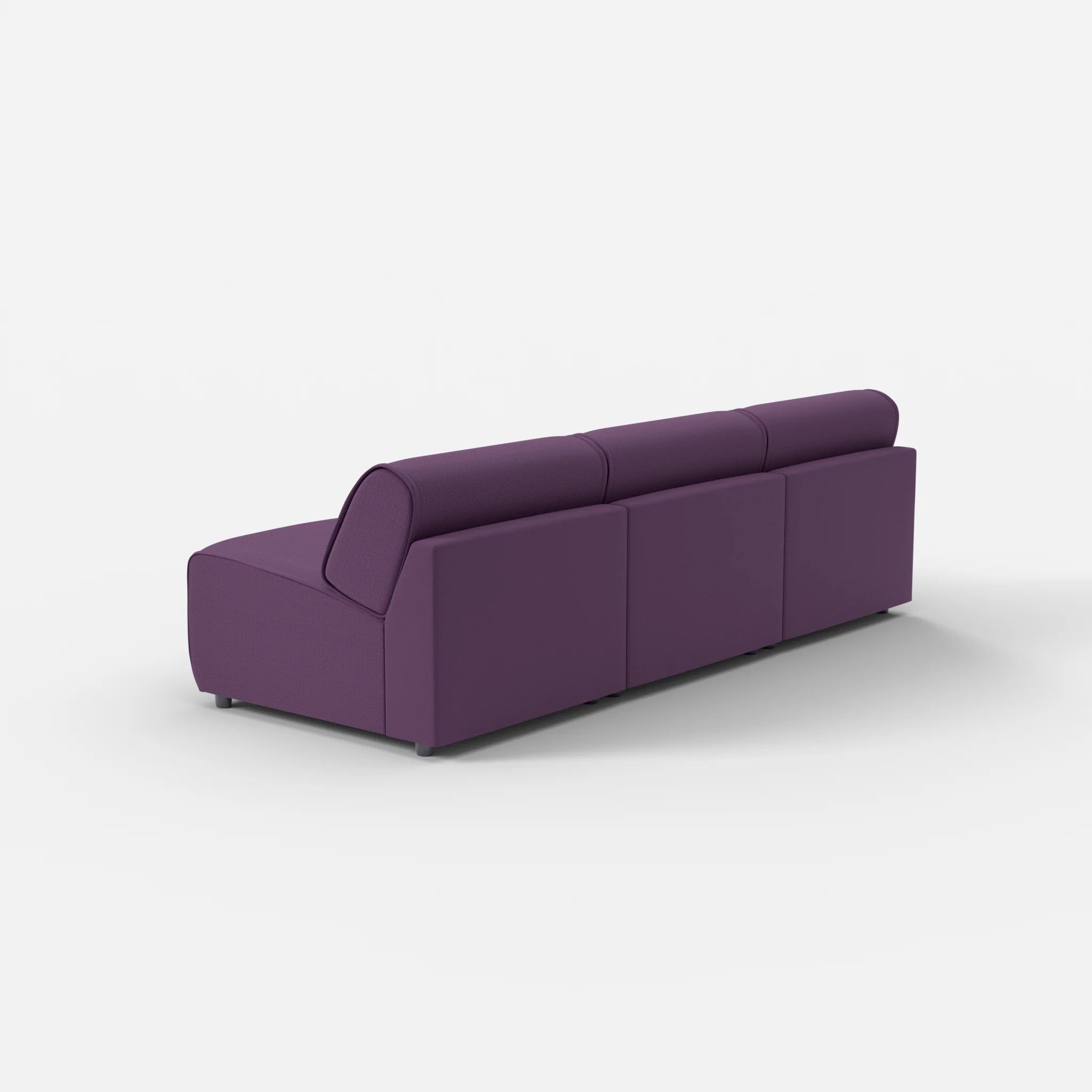 3 Sitzer Sofa Belleform ohne Armlehne 2 novumprune in Violett von hinten