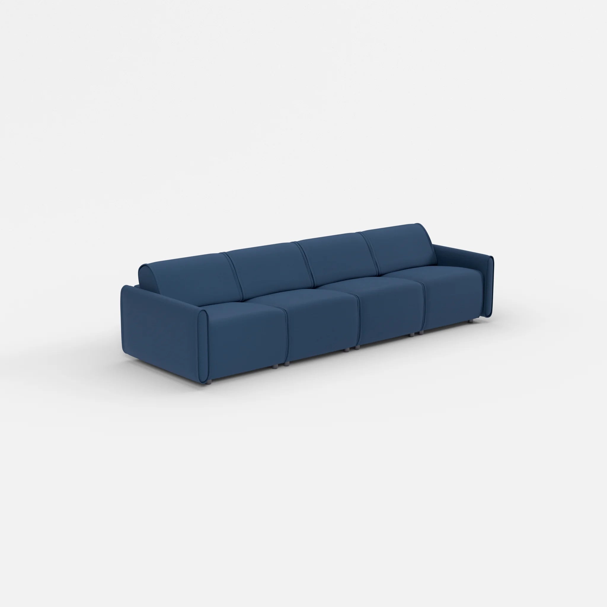 4 Sitzer Sofa Belleform mit schmaler Armlehne 1 novumamur in Navy von der Seite