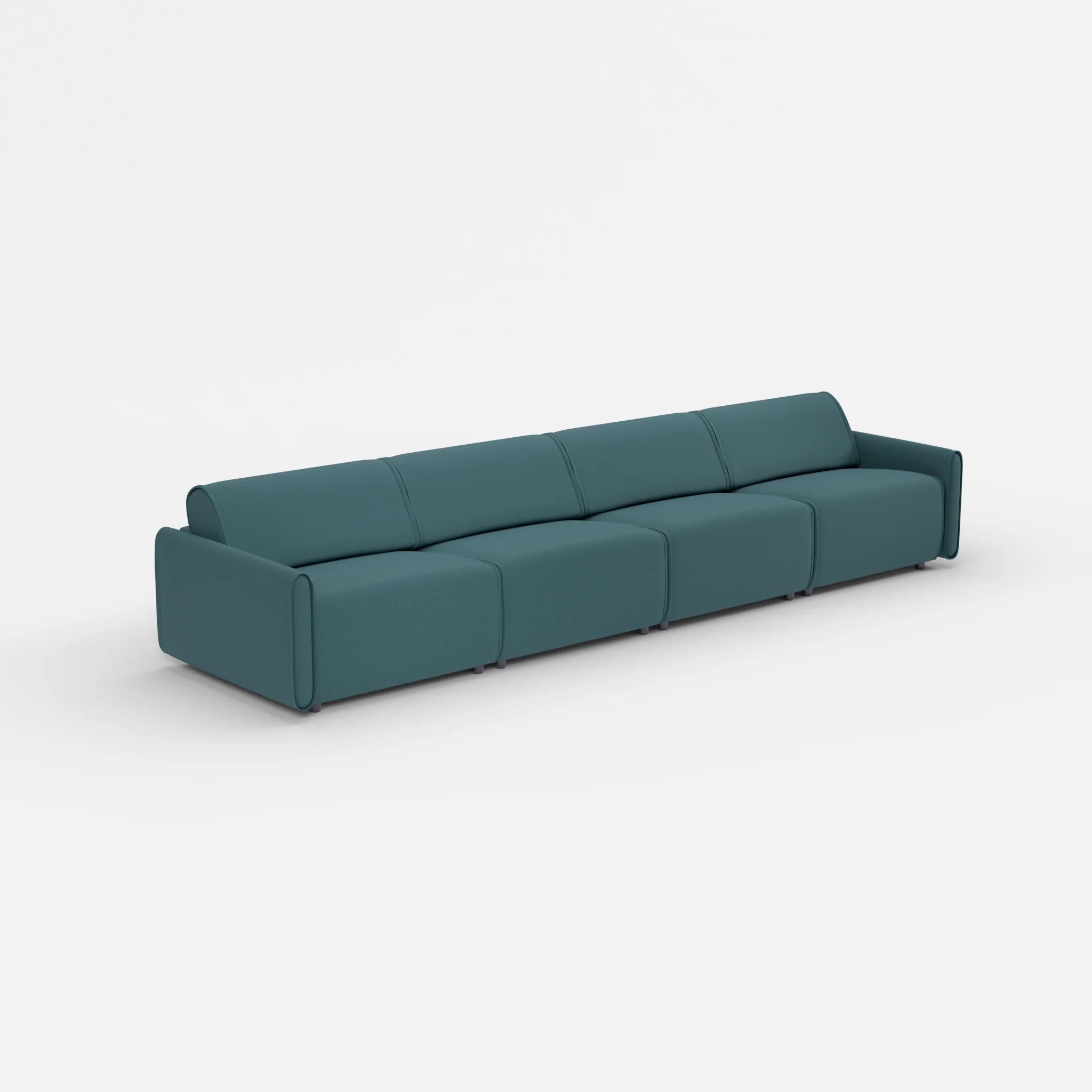 4 Sitzer Sofa Belleform mit schmaler Armlehne 3 novumsamoa in Dunkelblau von der Seite
