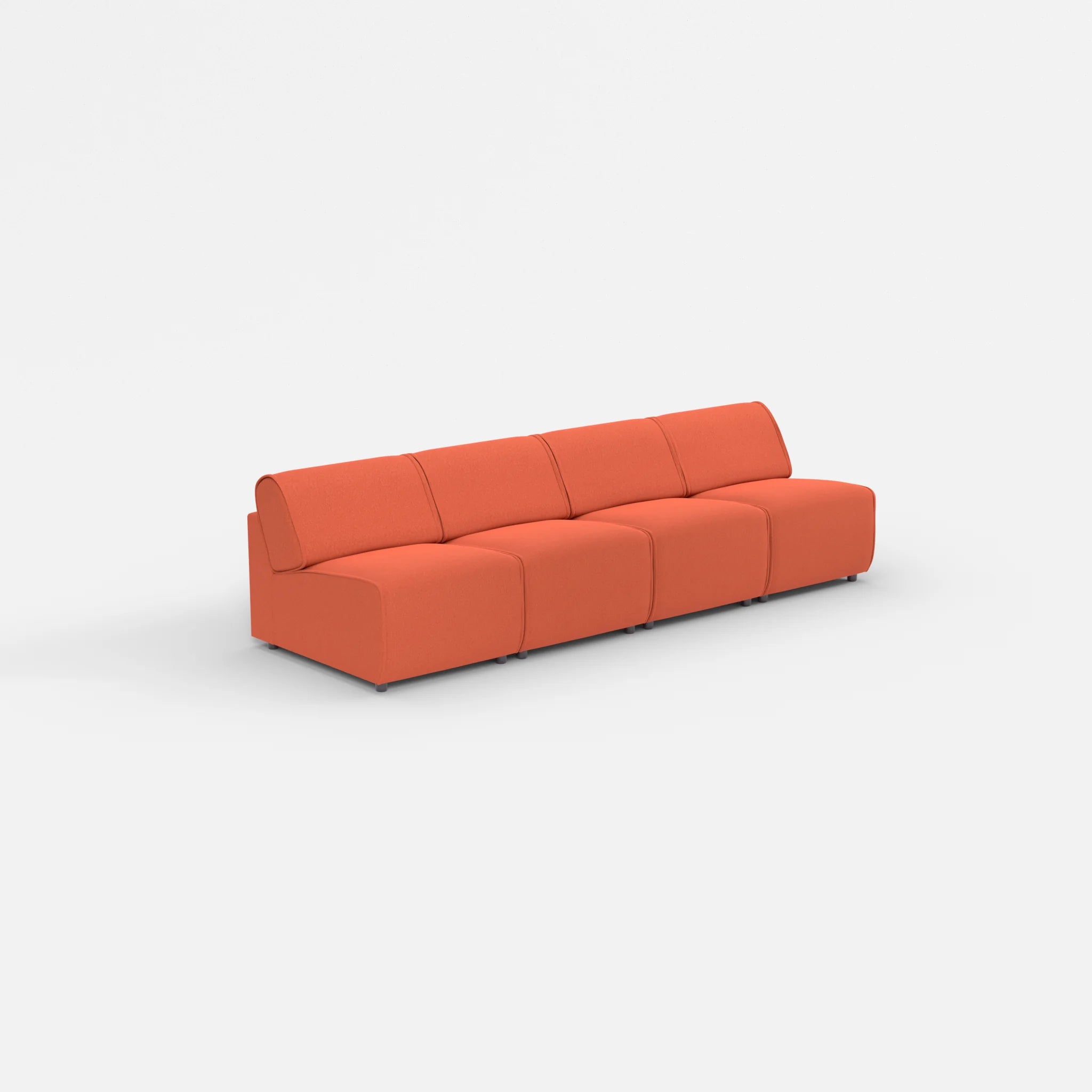 4 Sitzer Sofa Belleform ohne Armlehne 1 dama0062 in Orange von der Seite