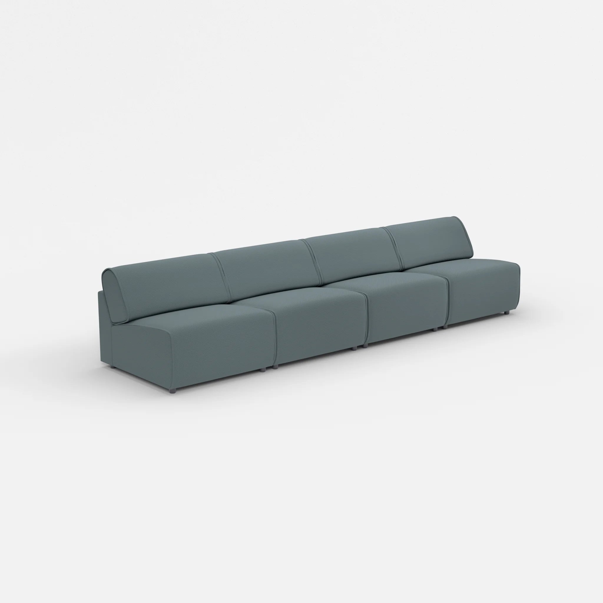 4 Sitzer Sofa Belleform ohne Armlehne 3 credojaspis in Türkis von der Seite