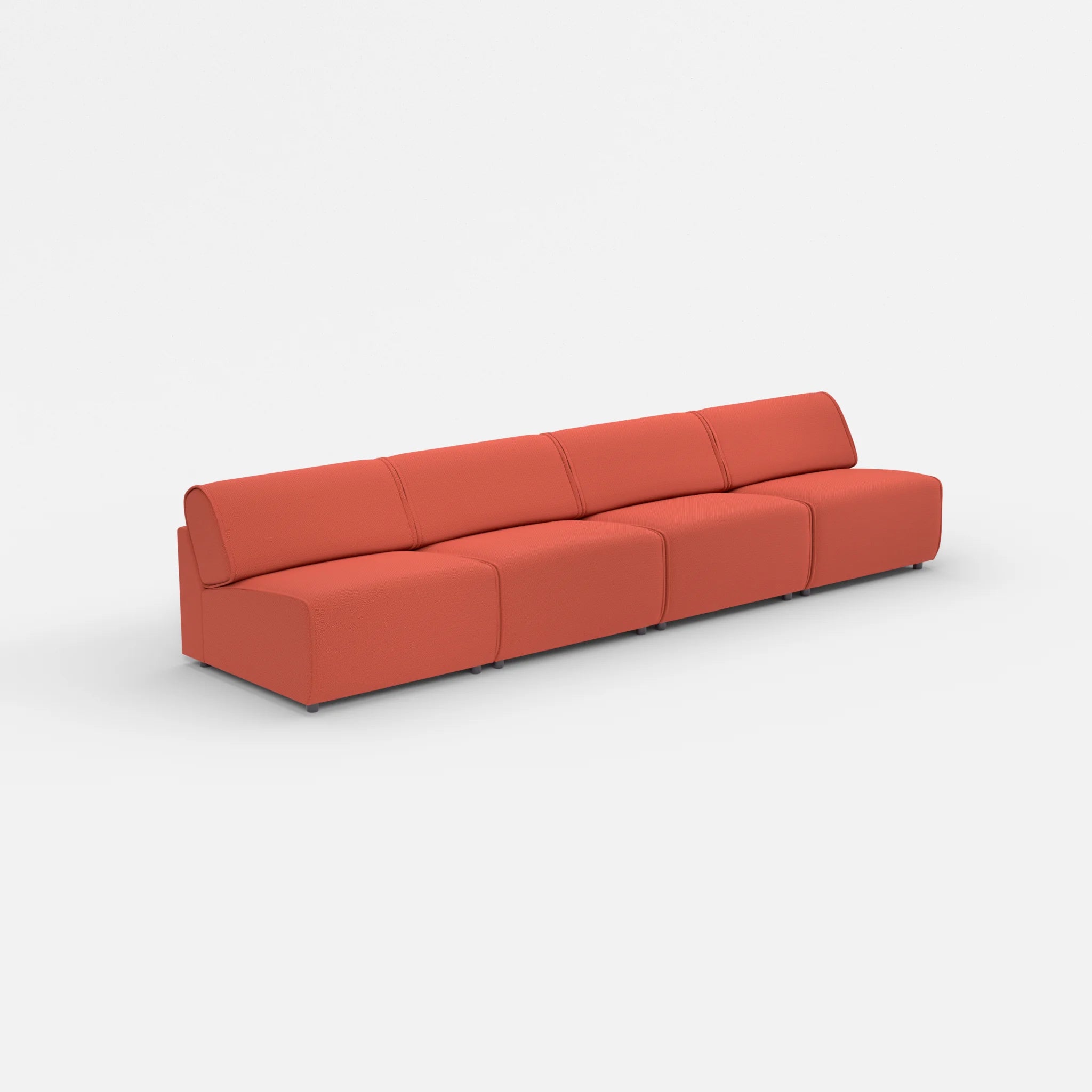 4 Sitzer Sofa Belleform ohne Armlehne 3 credolampion in Rot von der Seite