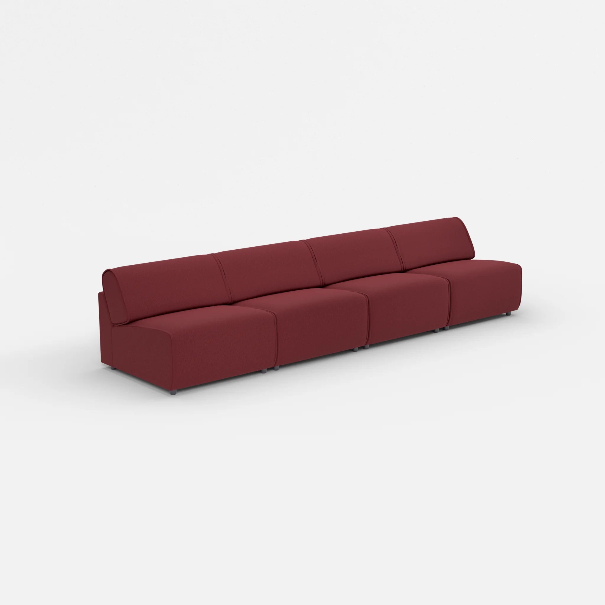 4 Sitzer Sofa Belleform ohne Armlehne 3 dama0034 in Bordeaux von der Seite