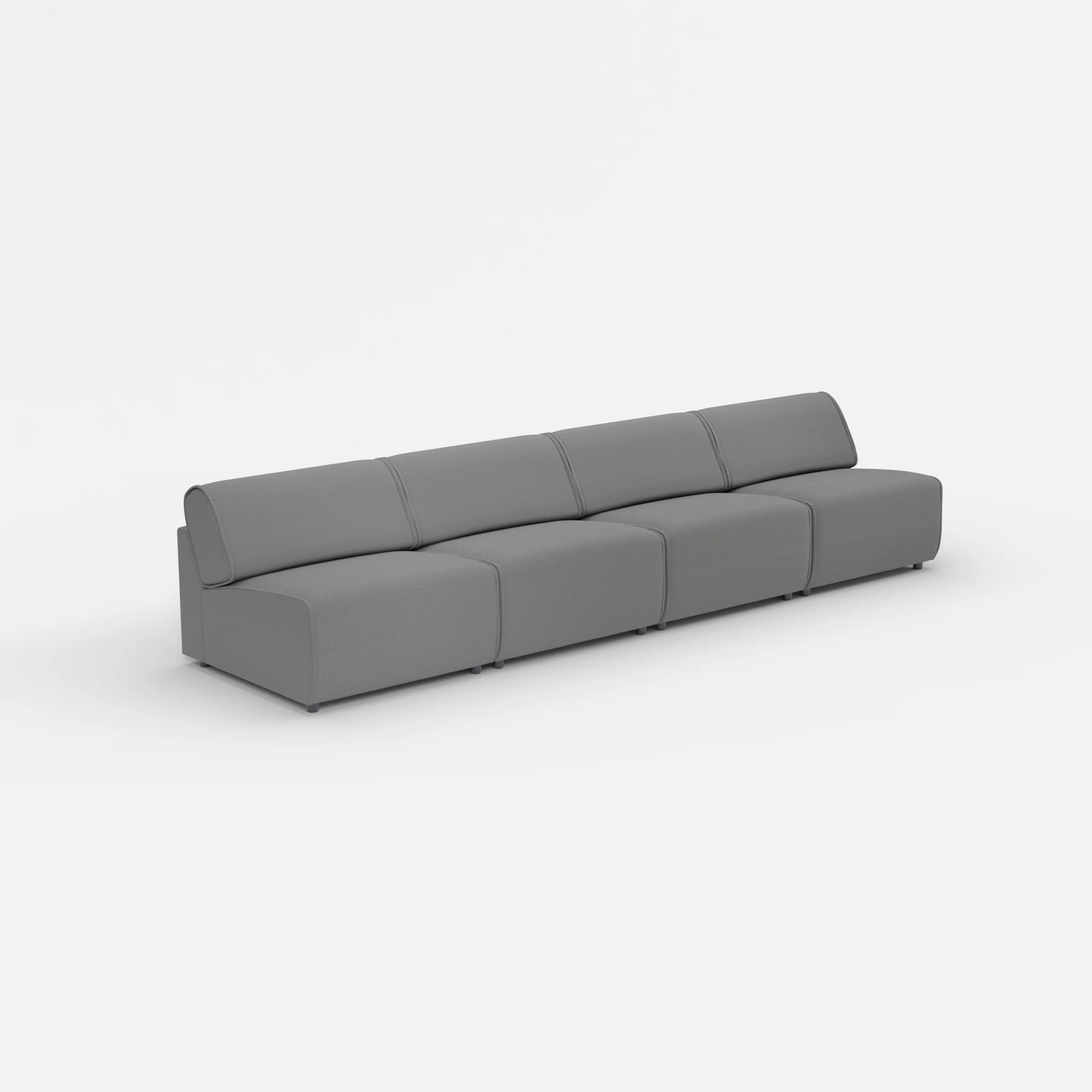 4 Sitzer Sofa Belleform ohne Armlehne 3 novumkies in Mittelgrau von der Seite
