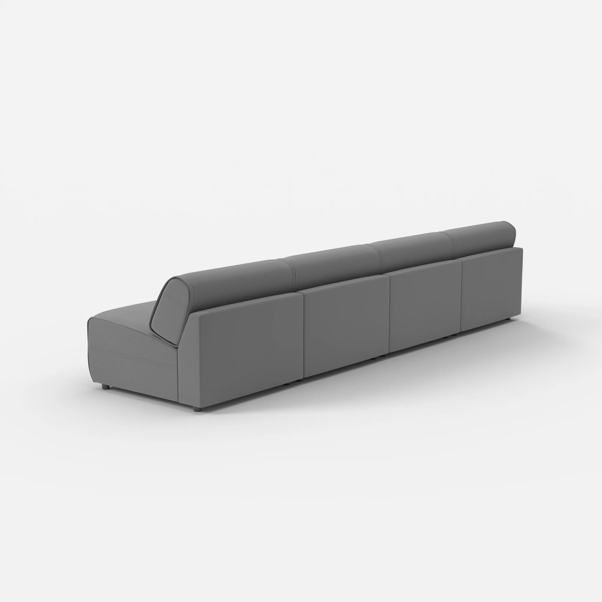 4 Sitzer Sofa Belleform ohne Armlehne 3 novumkies in Mittelgrau von hinten