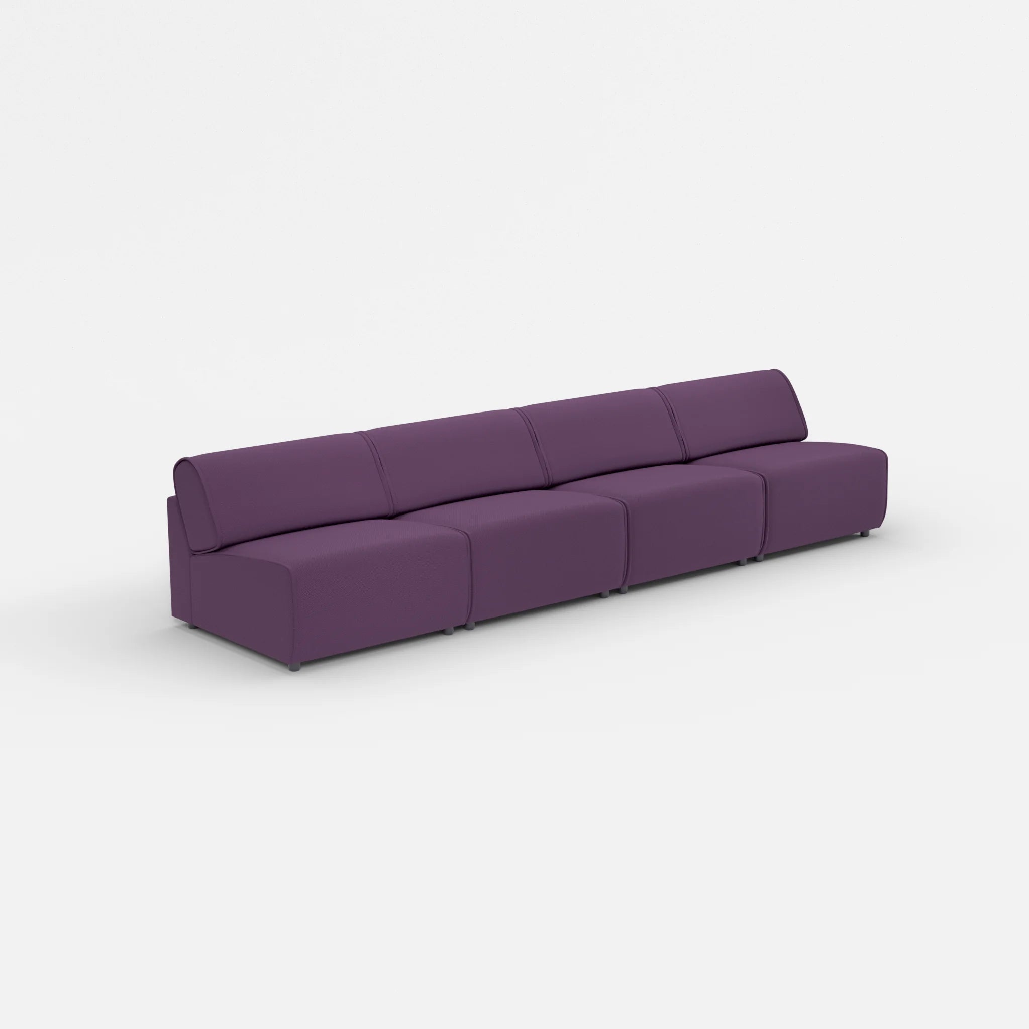 4 Sitzer Sofa Belleform ohne Armlehne 3 novumprune in Violett von der Seite