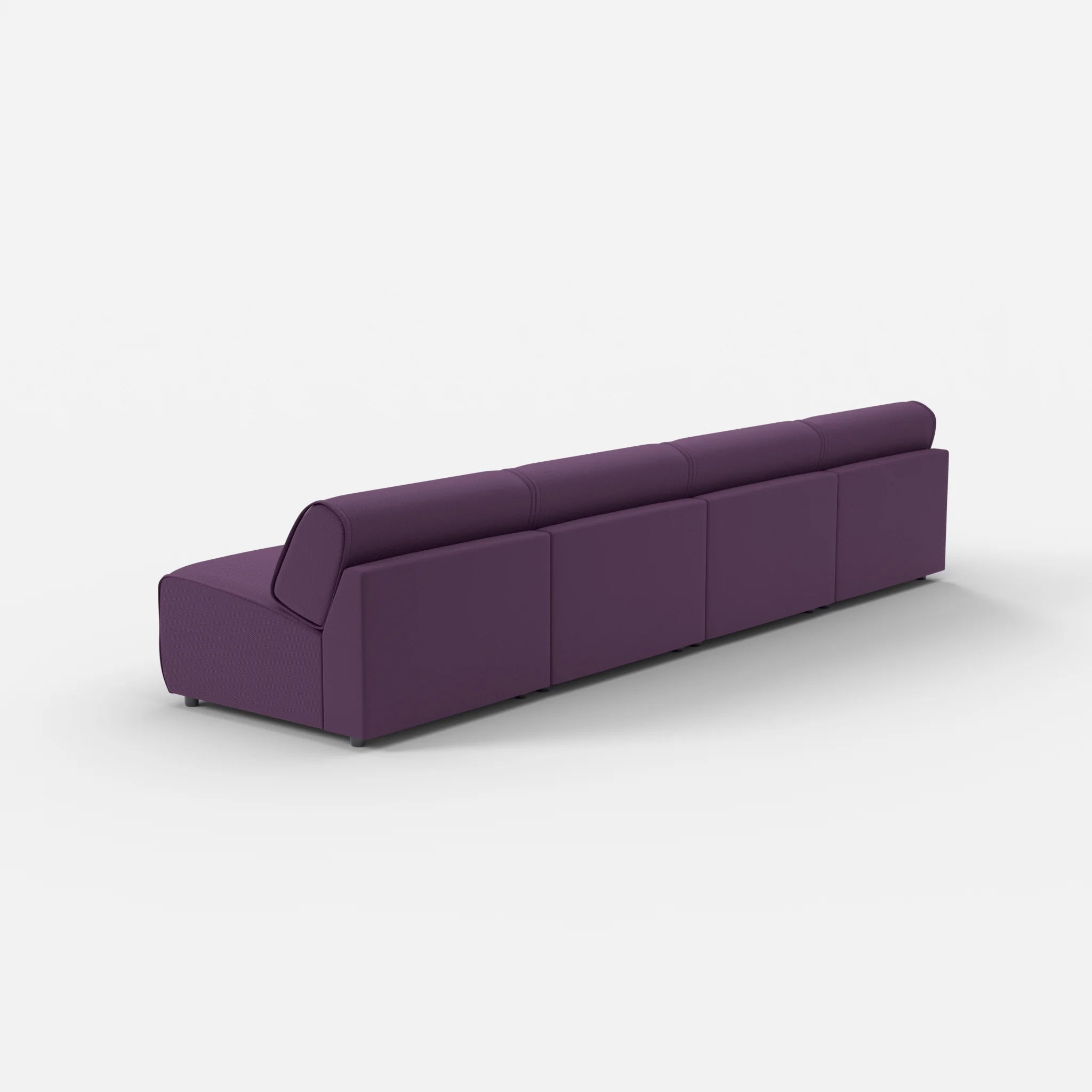 4 Sitzer Sofa Belleform ohne Armlehne 3 novumprune in Violett von hinten