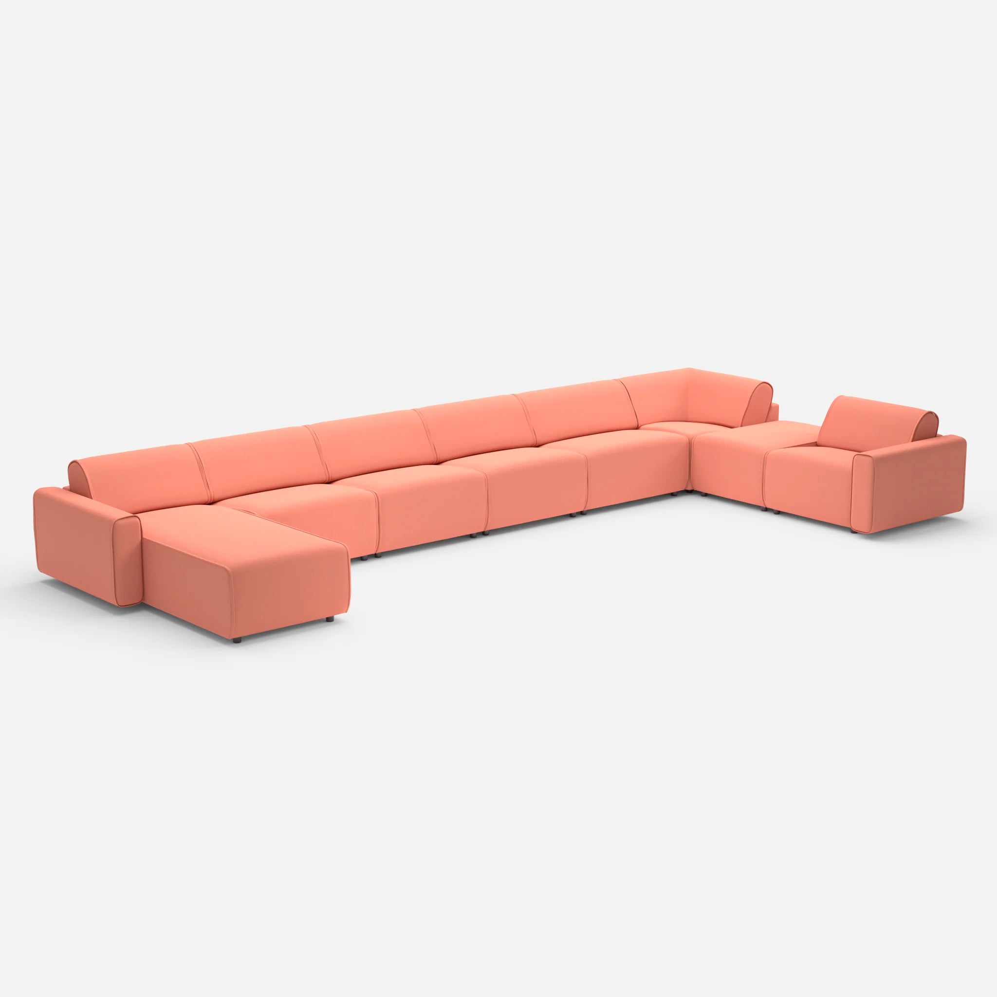 Sofalandschaft Belleform mit Armlehnen 1 credograpefruit in Coral von der Seite