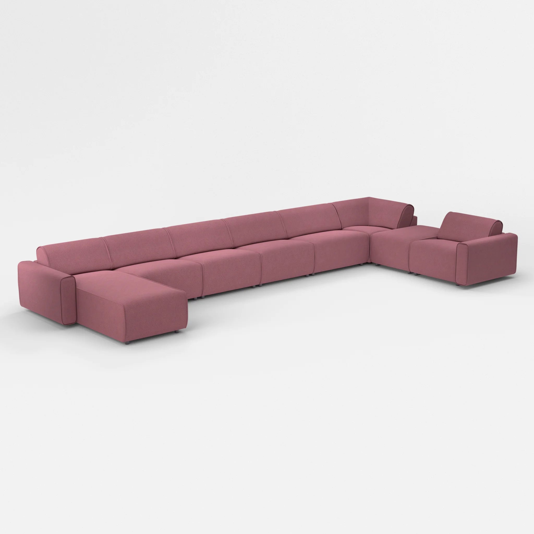 Sofalandschaft Belleform mit Armlehnen 1 dama0041 in Violett von der Seite