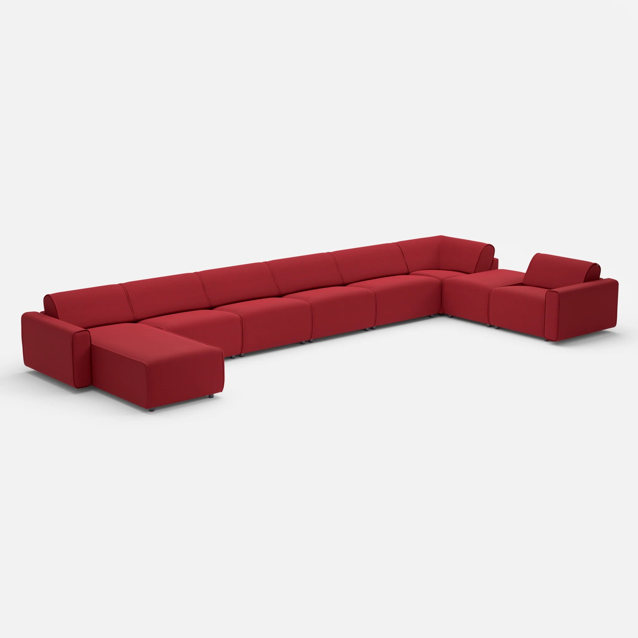 Sofalandschaft Belleform mit Armlehnen 1 dama0053 in Rot von der Seite