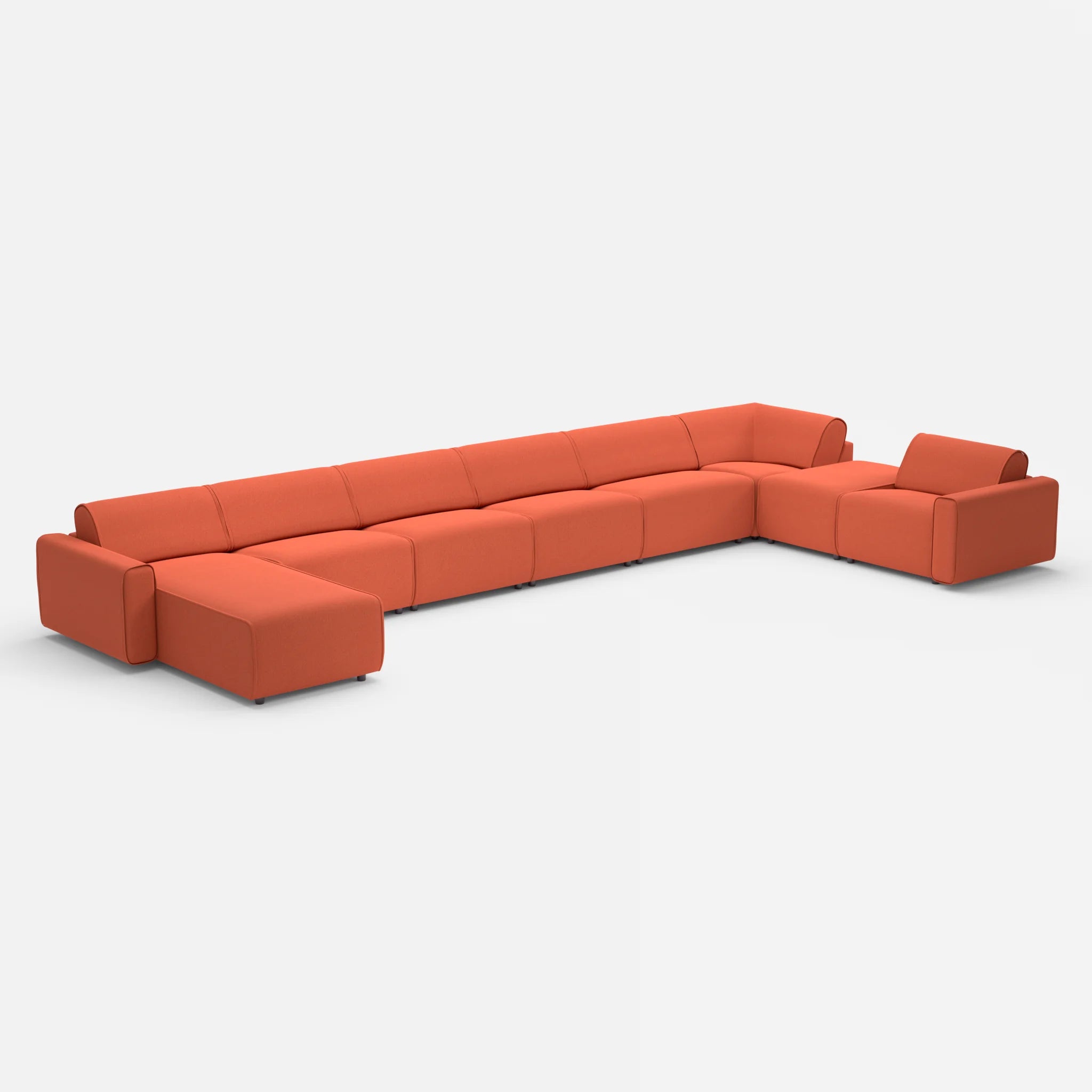 Sofalandschaft Belleform mit Armlehnen 1 dama0062 in Orange von der Seite