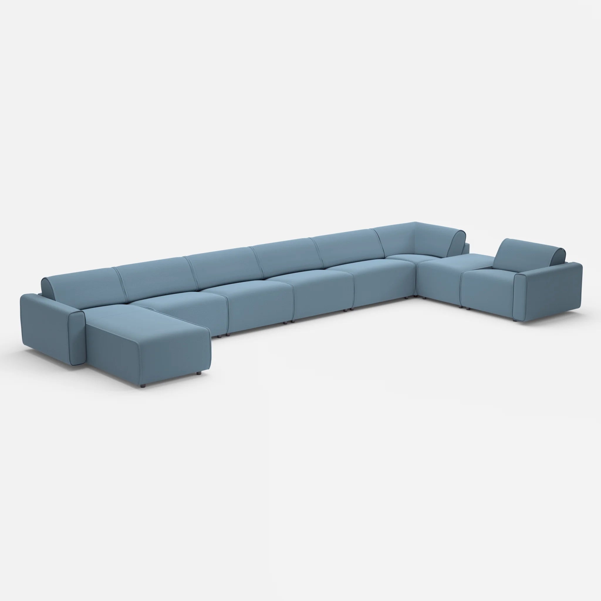 Sofalandschaft Belleform mit Armlehnen 1 nabucco6043 in Blau von der Seite