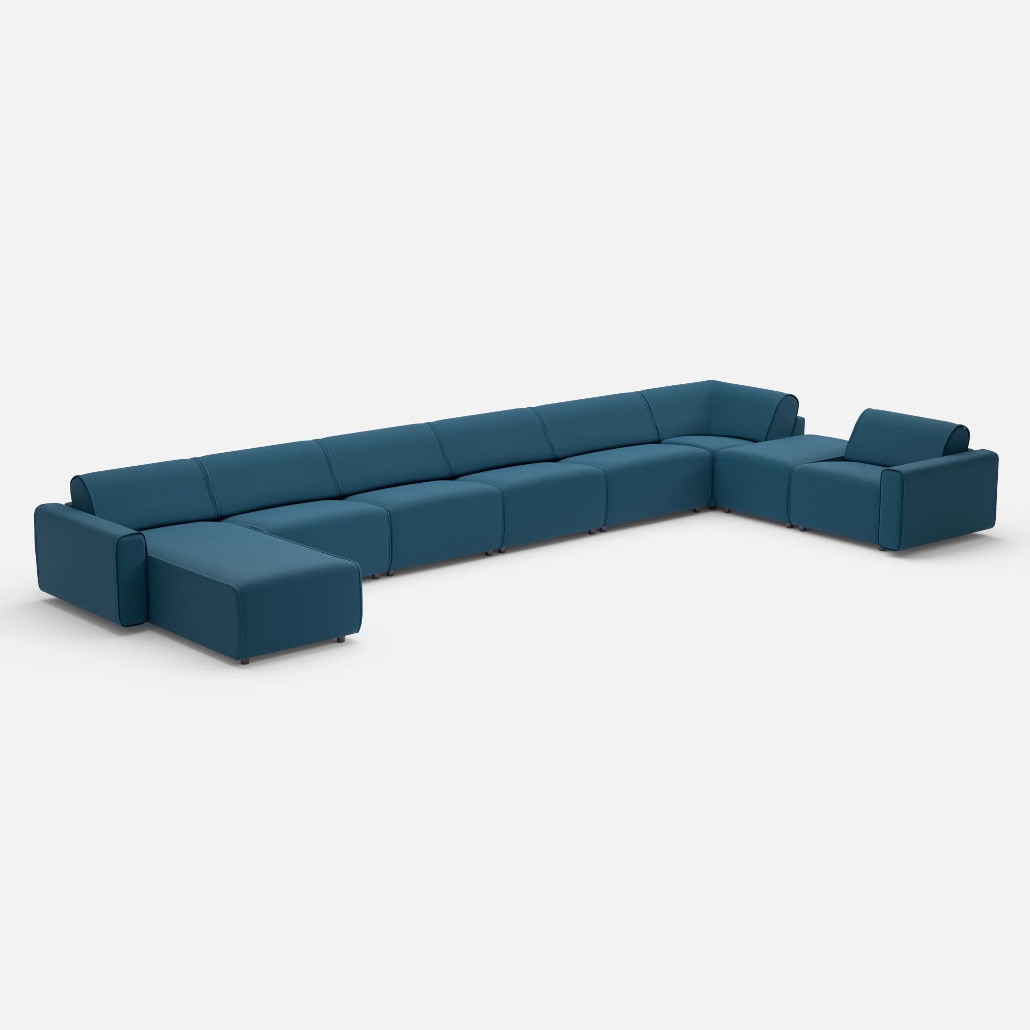 Sofalandschaft Belleform mit Armlehnen 1 nabucco6075 in Blau von der Seite
