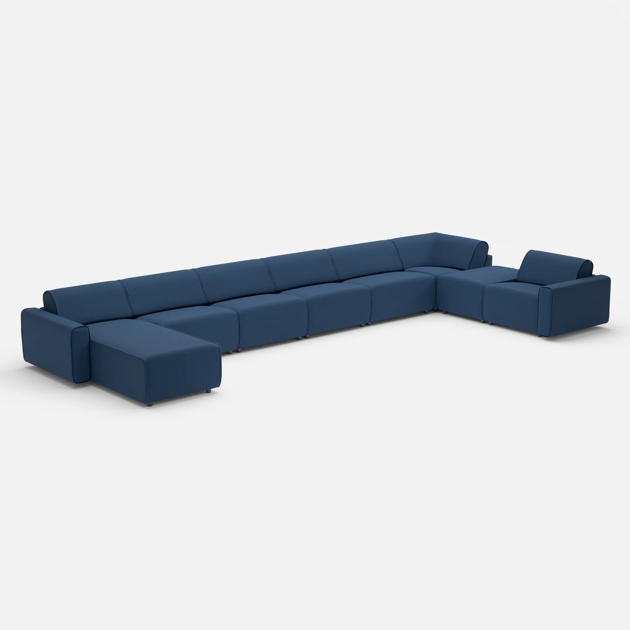 Sofalandschaft Belleform mit Armlehnen 1 novumamur in Navy von der Seite