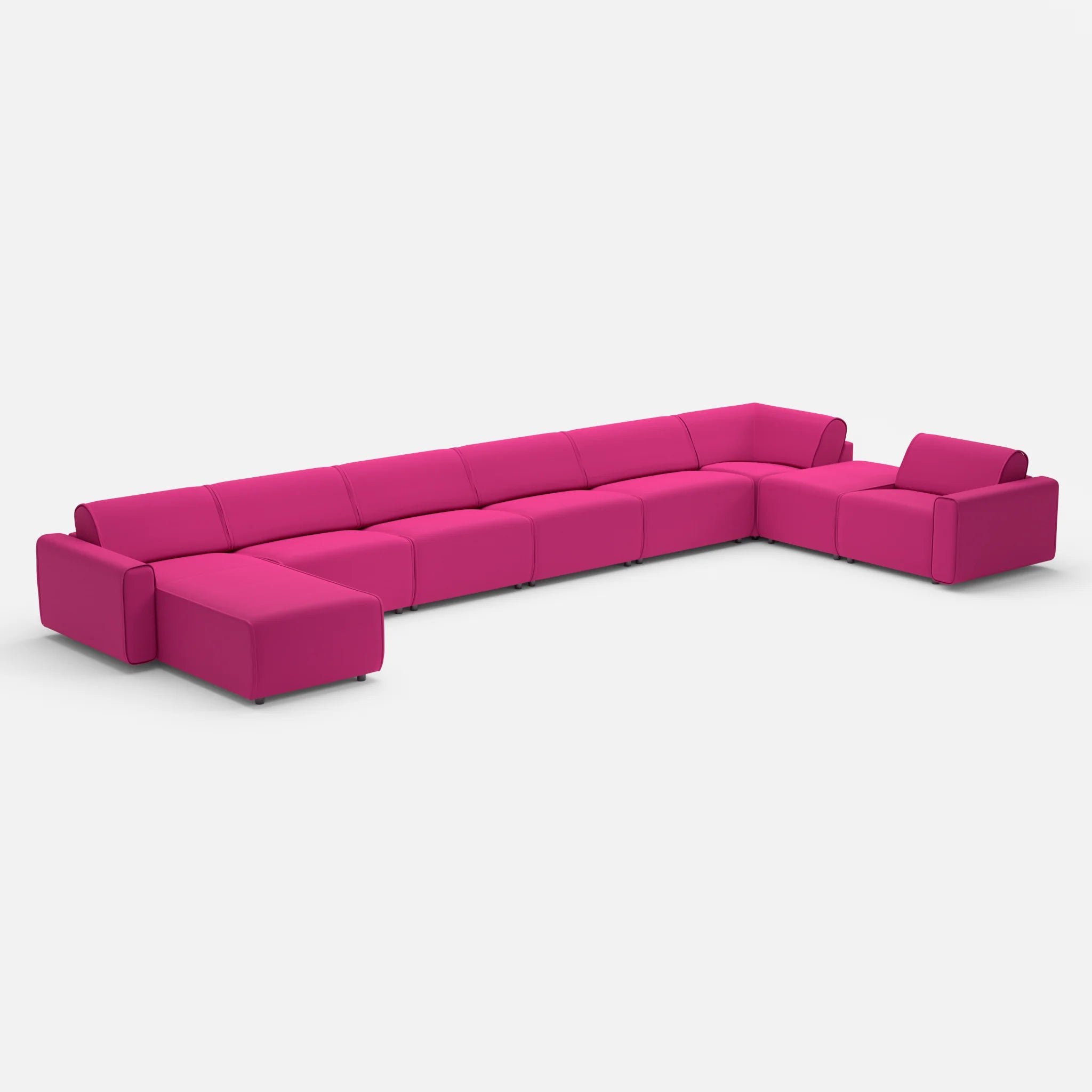 Sofalandschaft Belleform mit Armlehnen 1 novummagenta in Magenta von der Seite