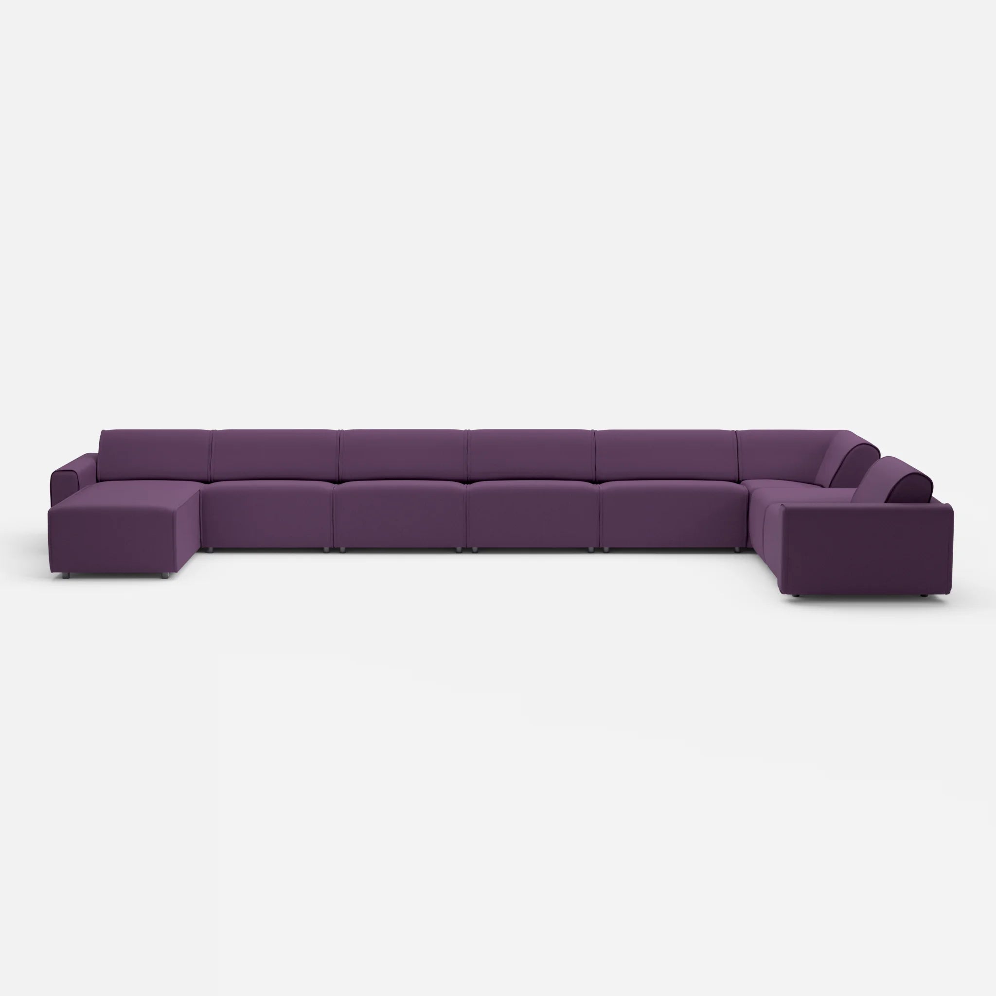 Sofalandschaft Belleform mit Armlehnen 1 novumprune in Violett von vorne