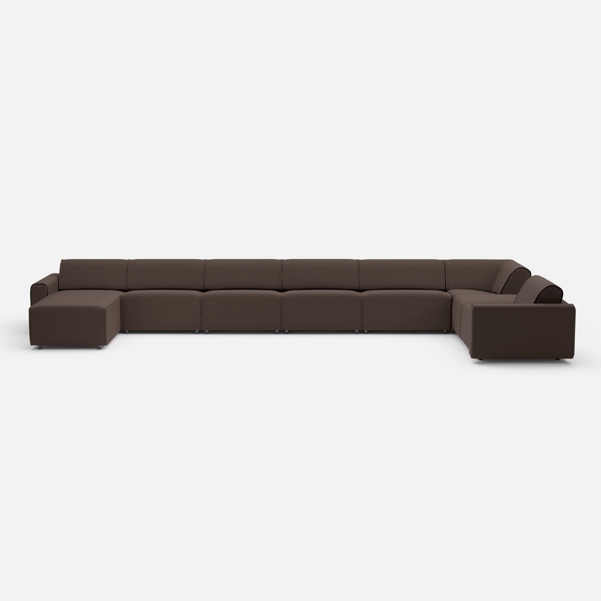 Sofalandschaft Belleform mit Armlehnen 1 novumrosewood in Dunkelbraun von vorne