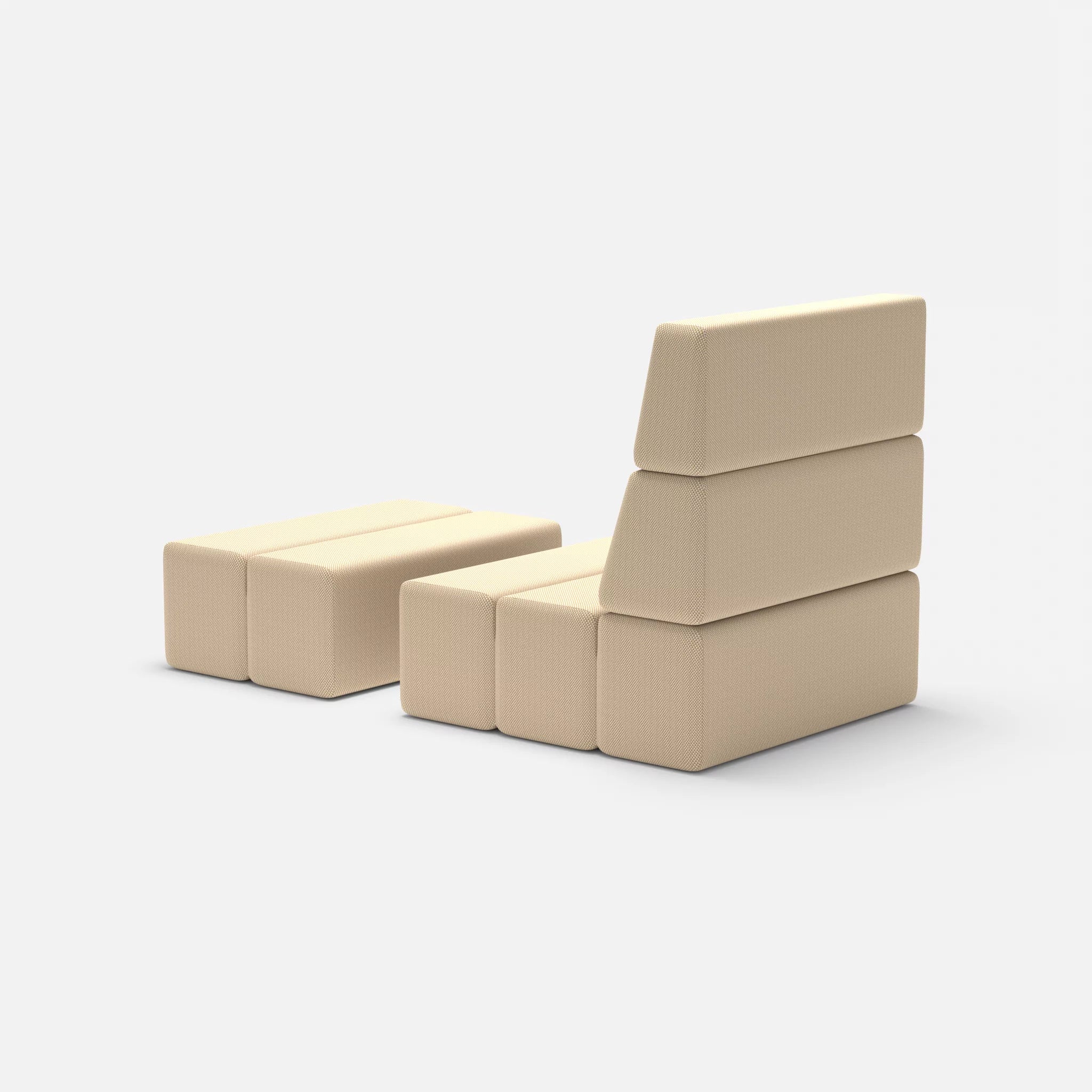 1 Sitzer Sofa Bricks 3 novumcocos in Hellbraun von hinten