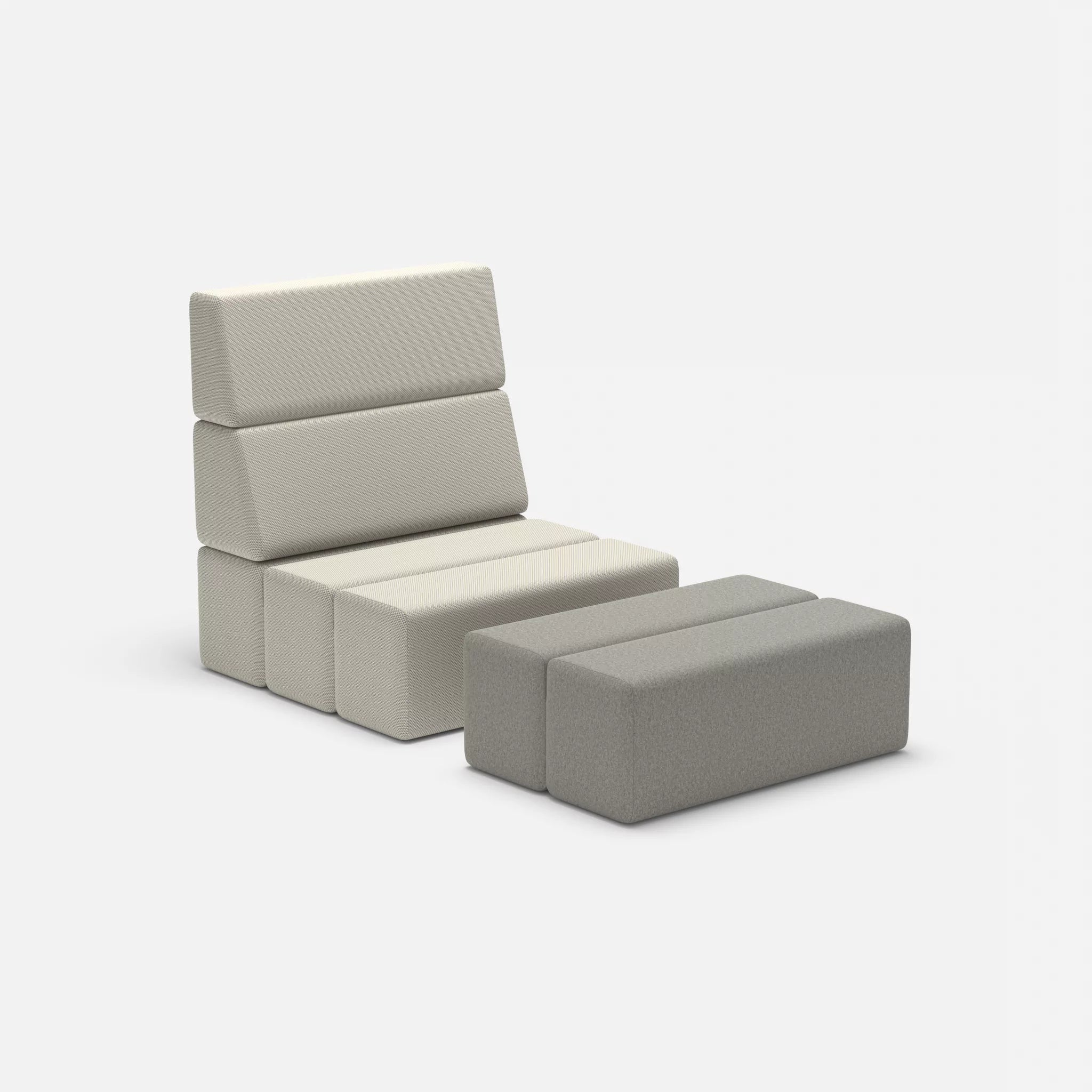 1 Sitzer Sofa Bricks 3 novumkies-dama0003 in Mittelgrau und Mittelgrau von der Seite