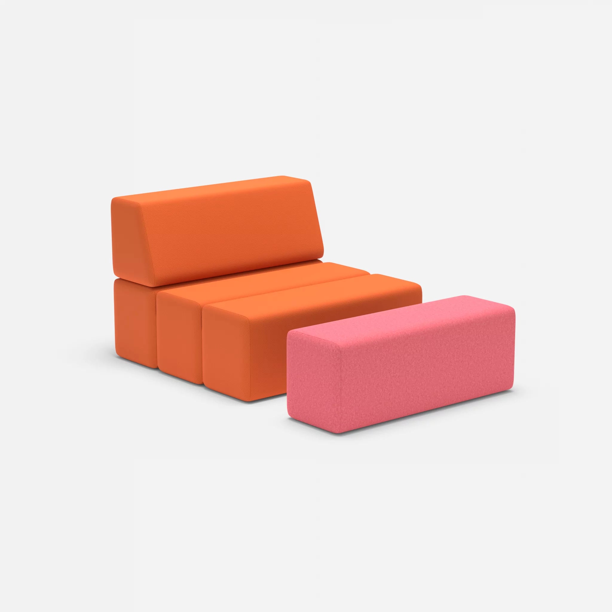 1 Sitzer Sofa Bricks 4 radio3094-dama0083 in Orange und Pink von der Seite
