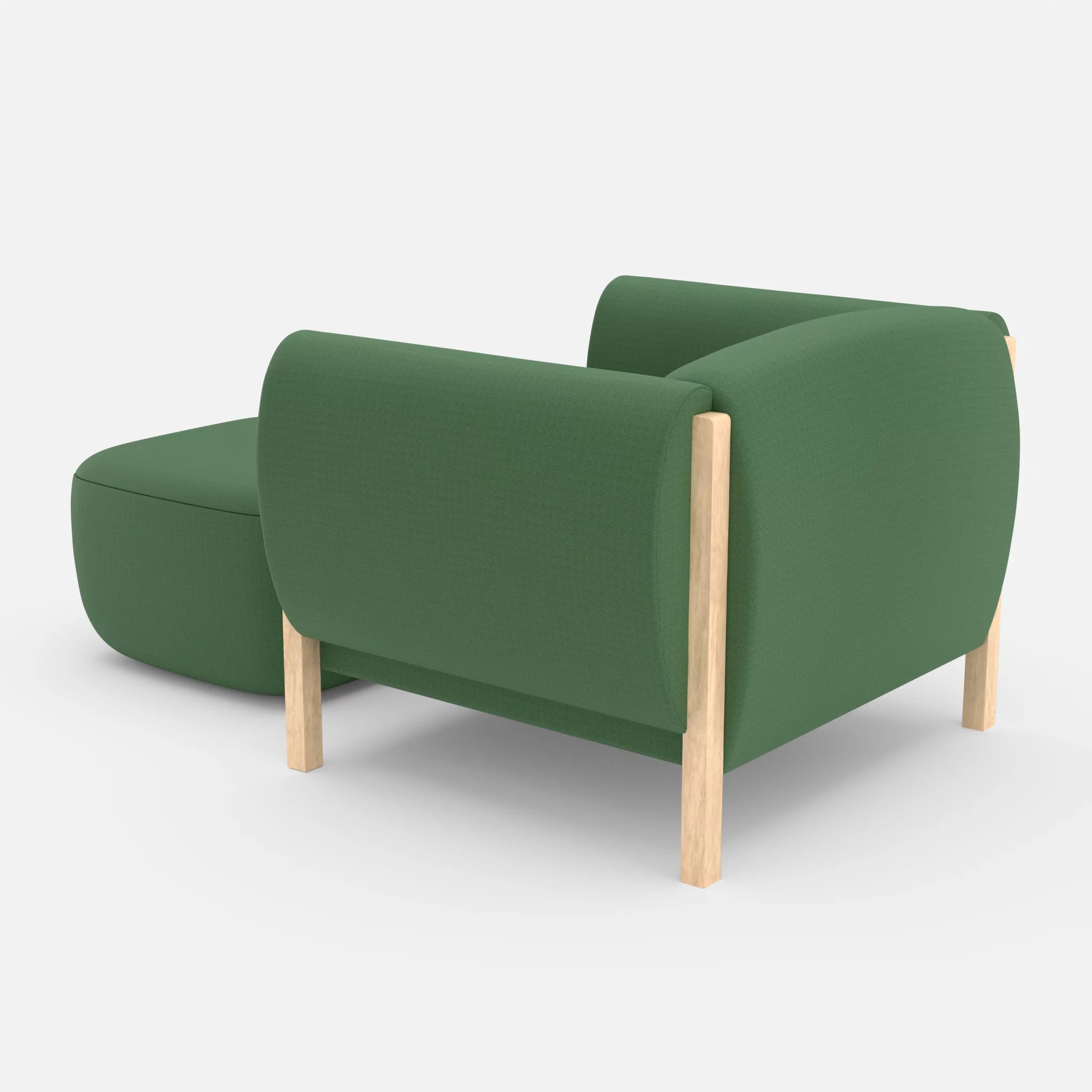1 Sitzer Sofa Mallow mit Pouf radio7036 in Olive von hinten
