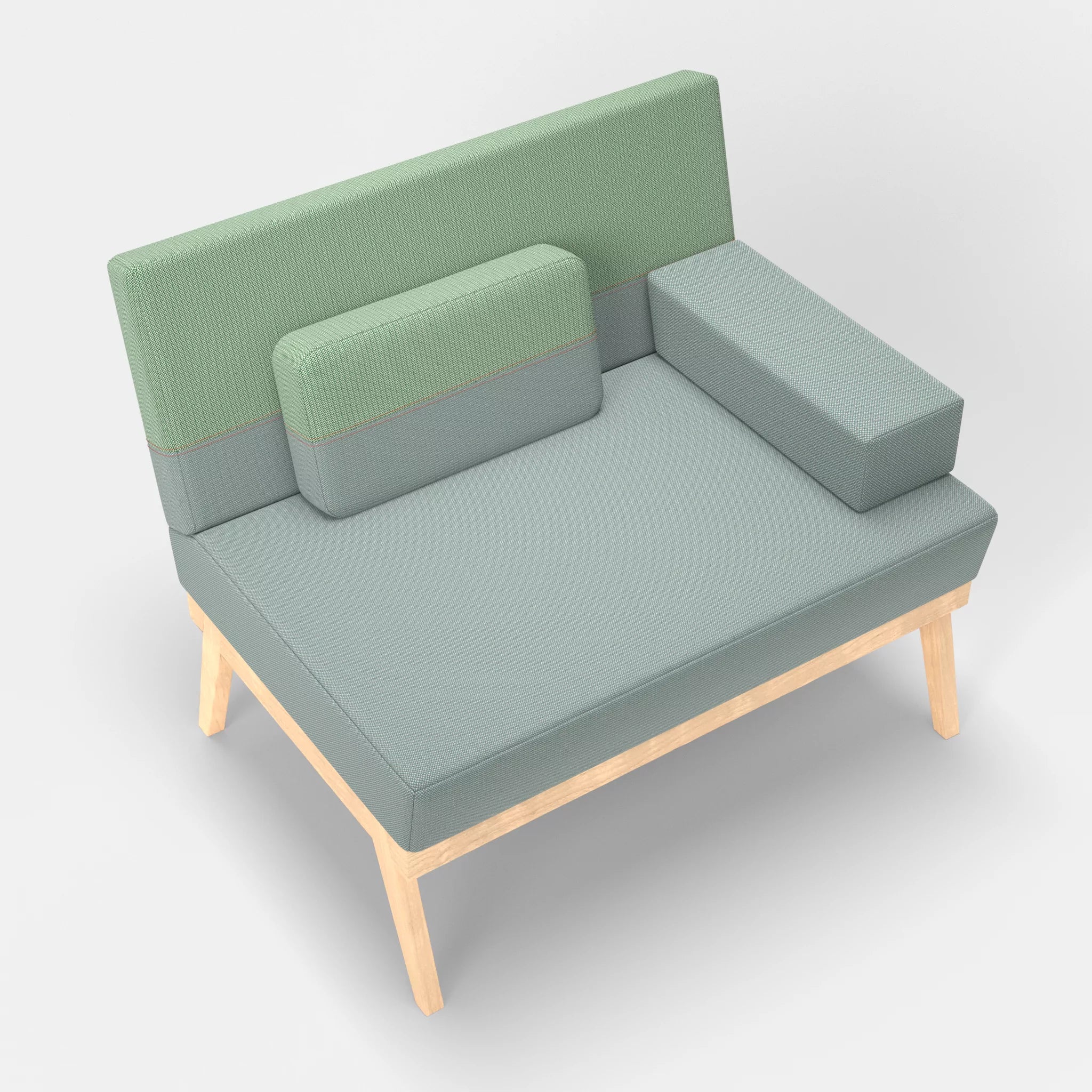 1er Sitzsofa Bauz credolake-credoaloe in Graublau und Hellgrün von oben