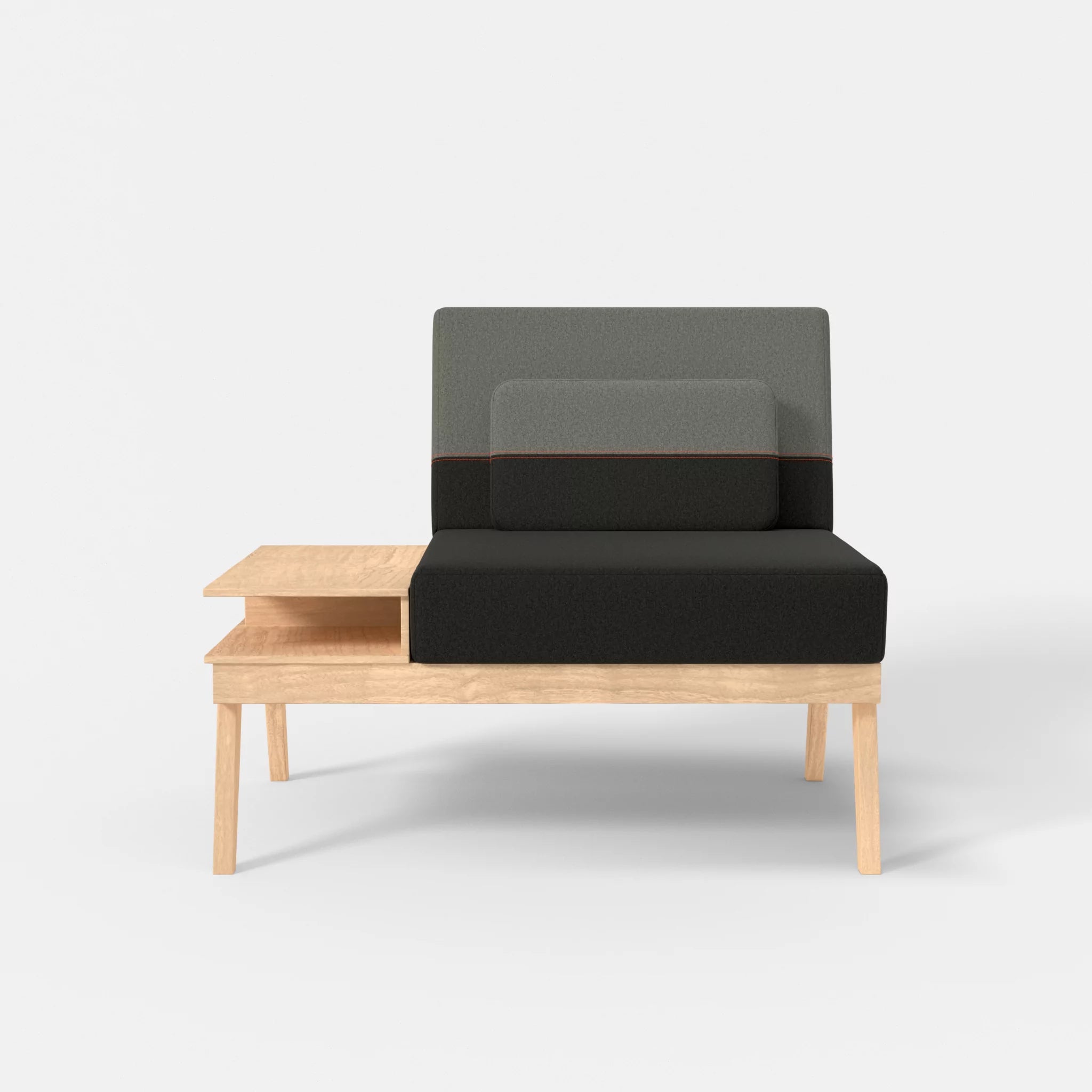 1er Sitzsofa Bauz mit Ablage links dama0002-dama0003 in Anthrazit und Mittelgrau von vorne