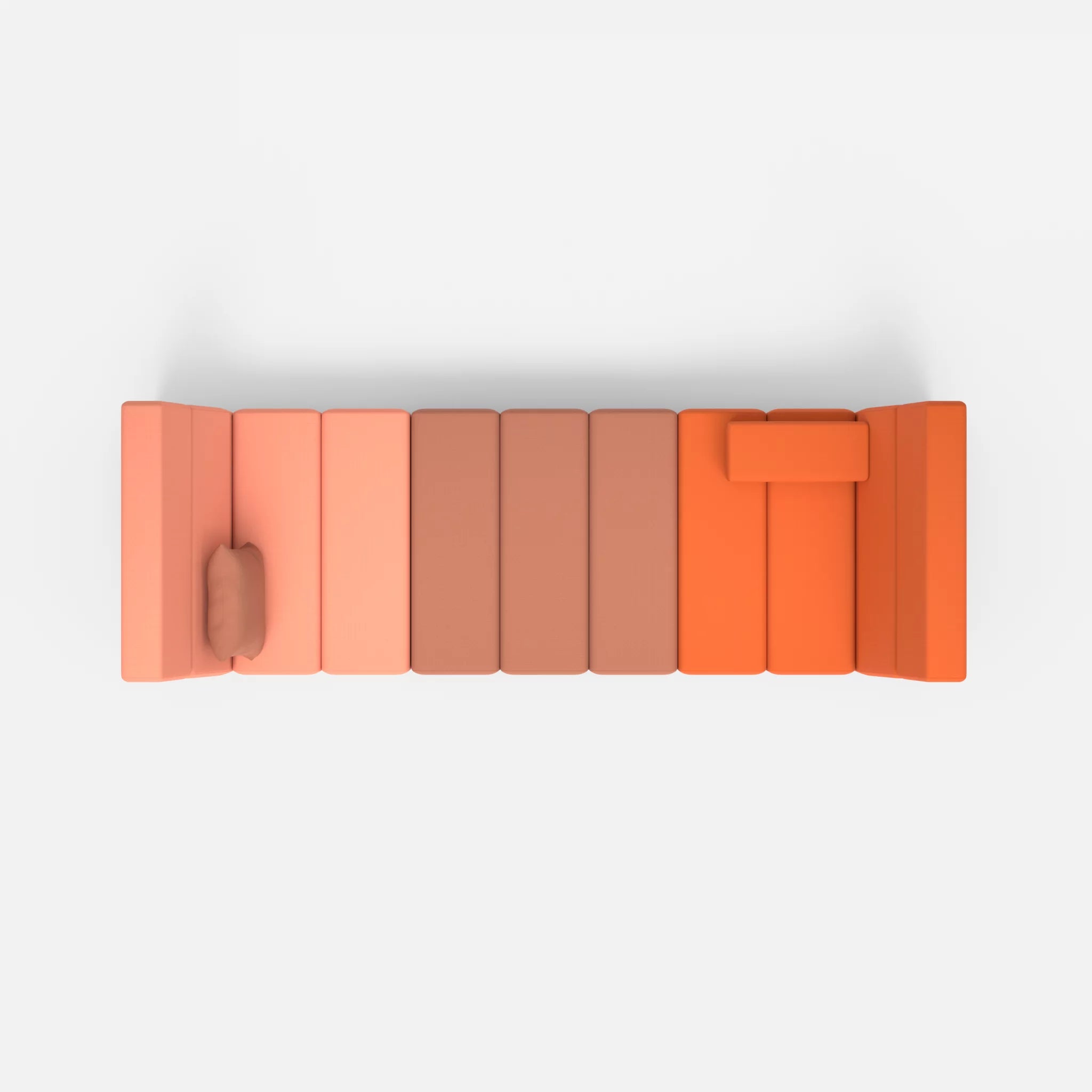 2 Sitzer Sofa Bricks 2 radio4046-radio4037 in Coral und Hellrot von oben