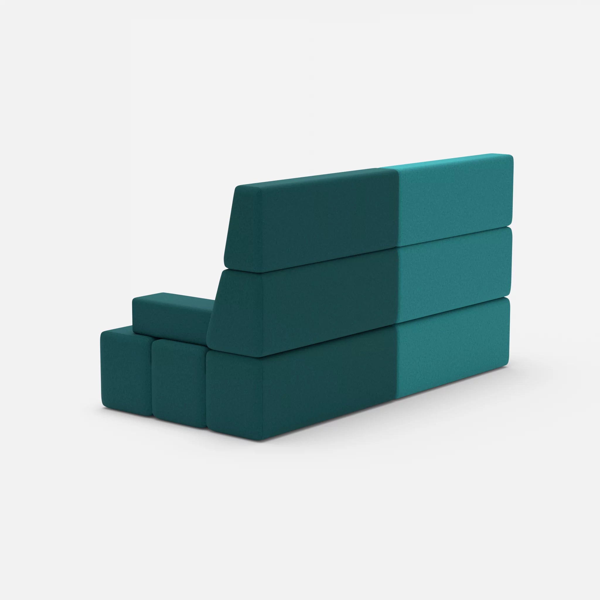 2 Sitzer Sofa Bricks 3 dama0076-dama0018 in Türkis und Türkis von hinten