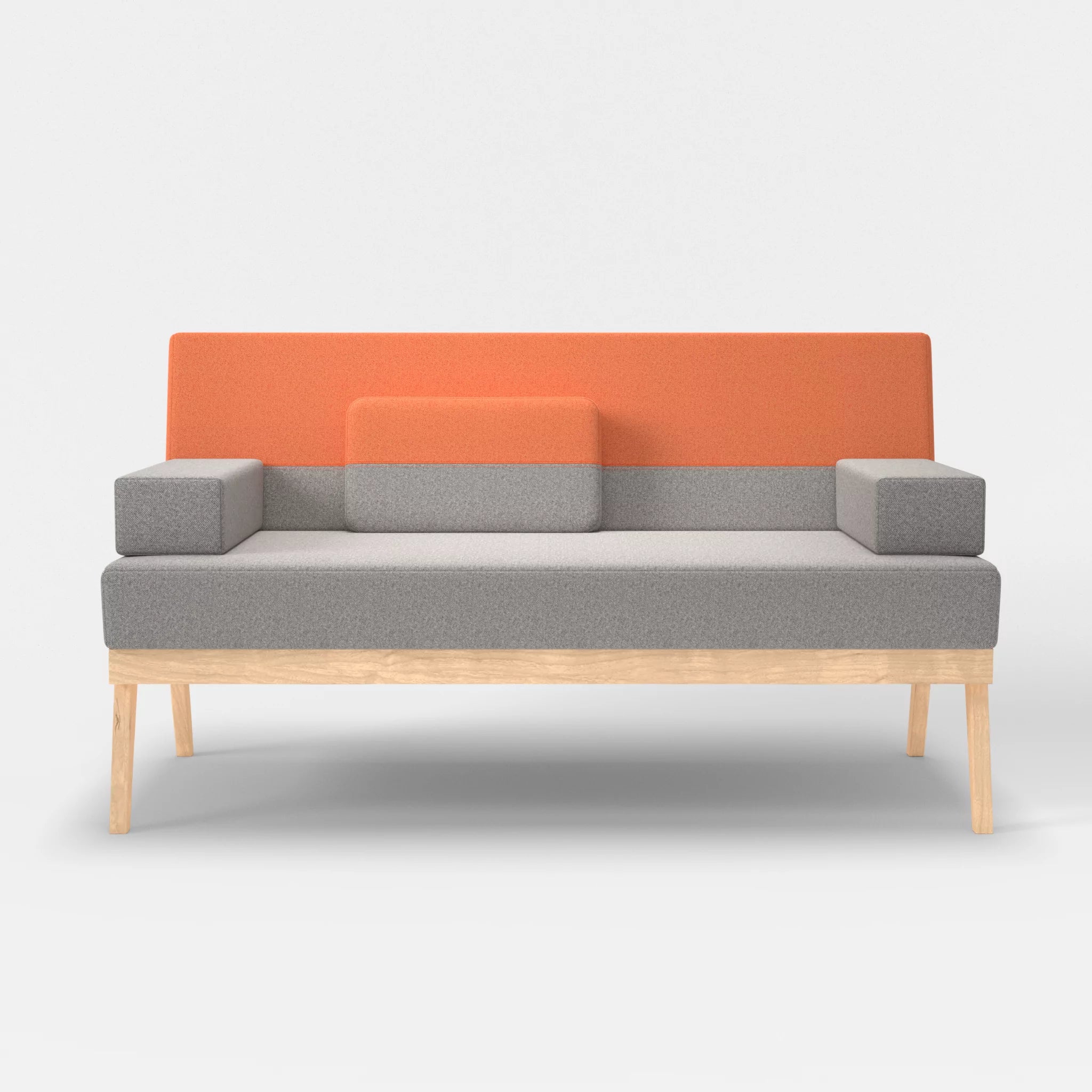 2er Sitzsofa Bauz celia0208-celia0215 in Mittelgrau und Orange von vorne