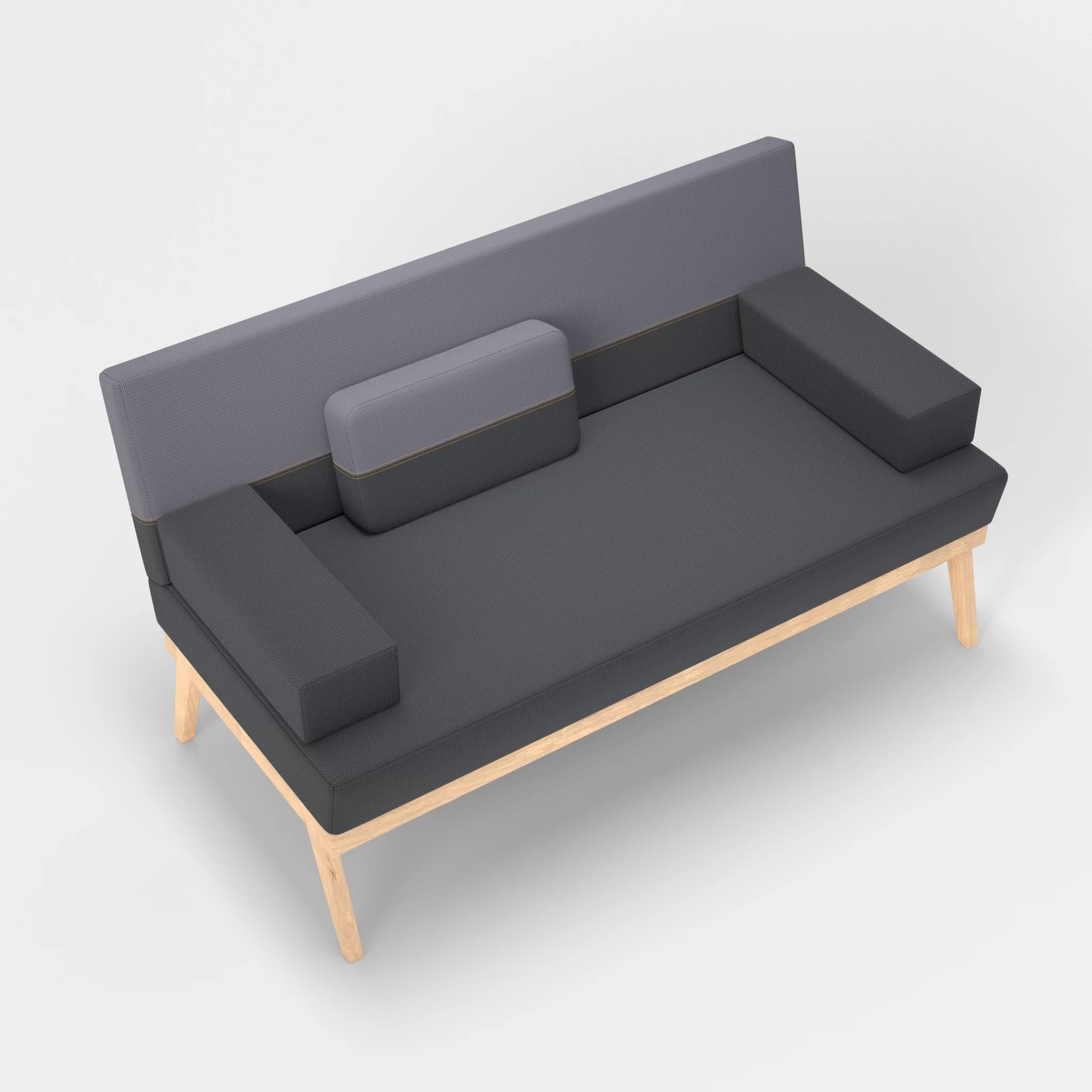 2er Sitzsofa Bauz credoasphalt-credocarbon in Anthrazit und Dunkelgrau von oben