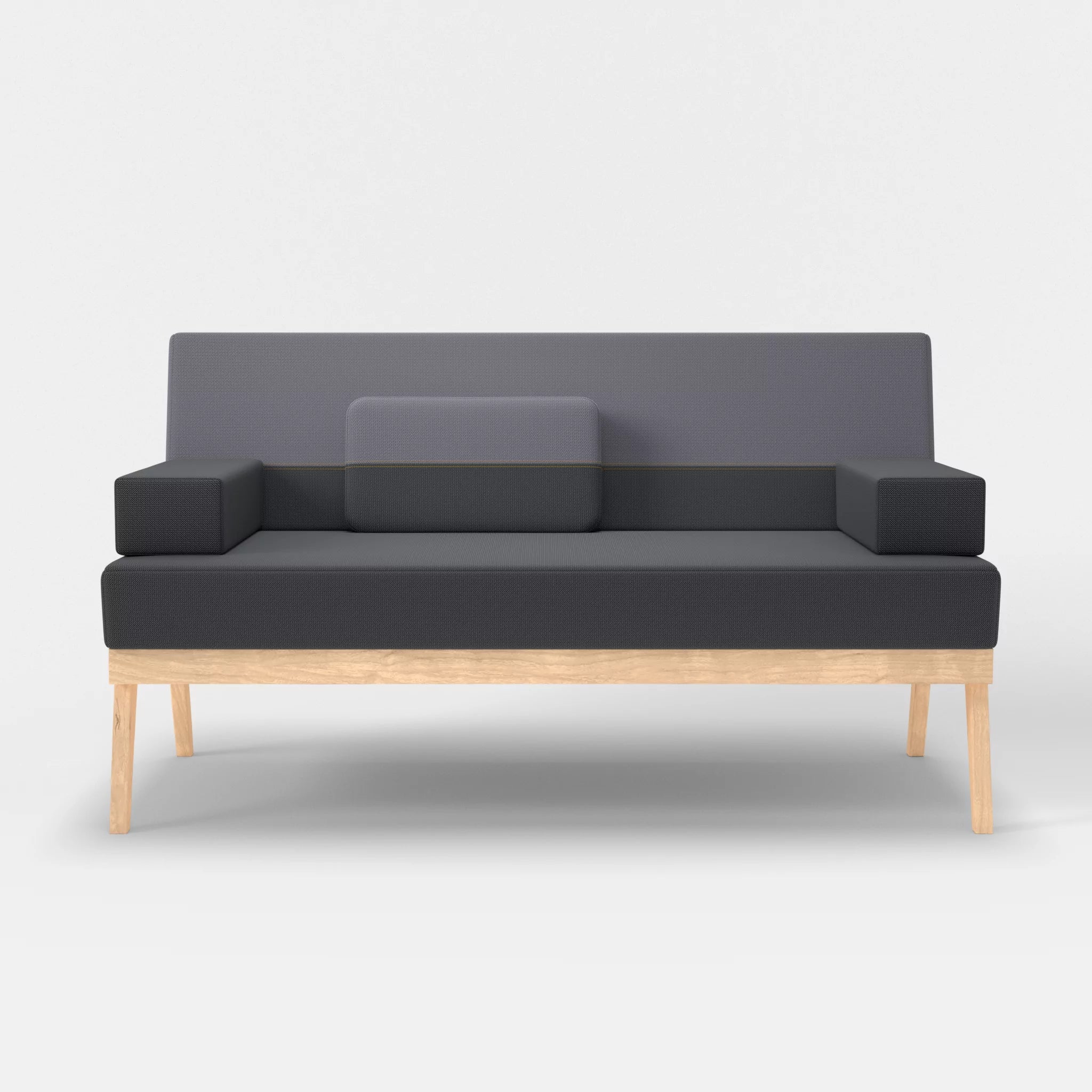2er Sitzsofa Bauz credoasphalt-credocarbon in Anthrazit und Dunkelgrau von vorne