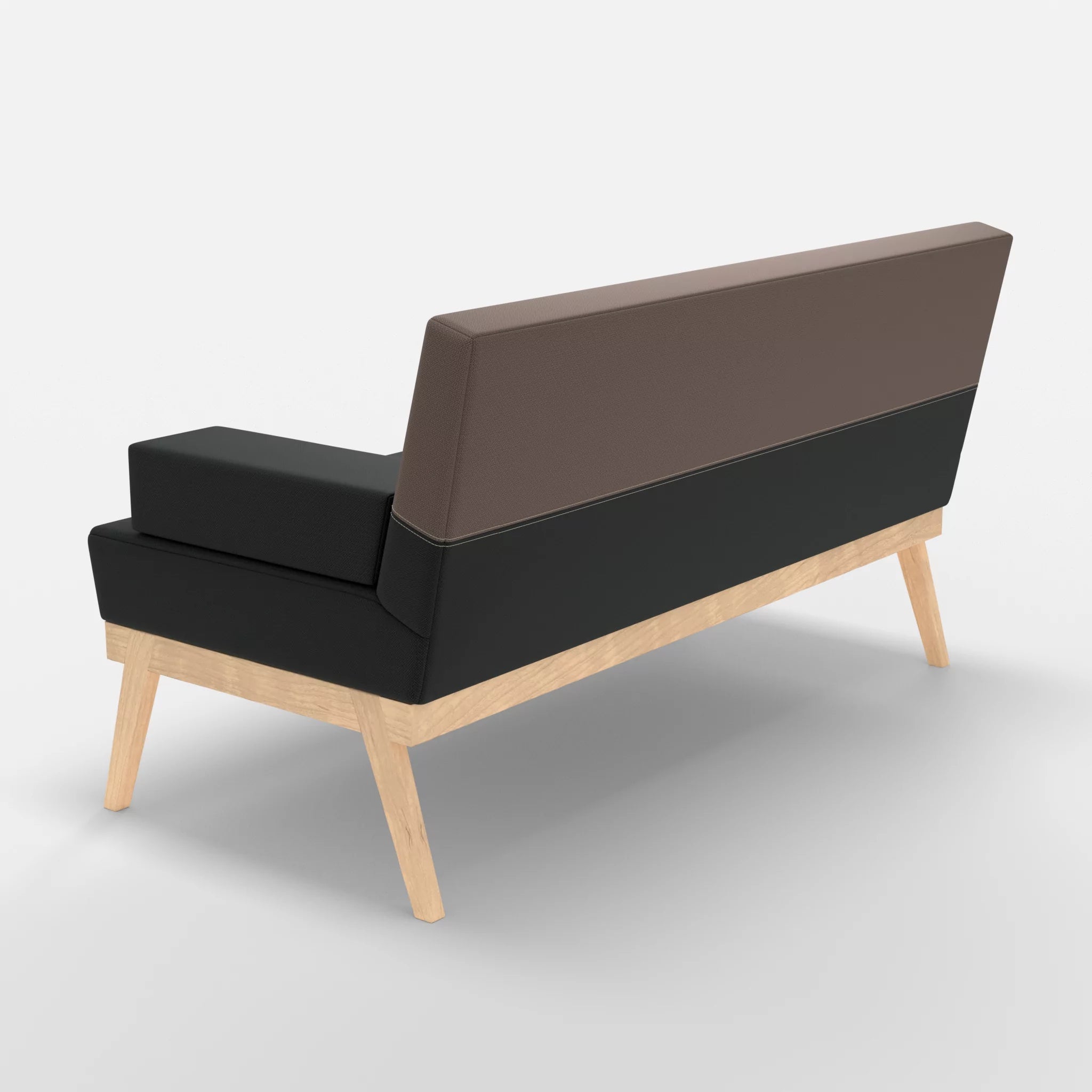 2er Sitzsofa Bauz credoblack-credowalnut in Schwarz und Dunkelgrau von hinten
