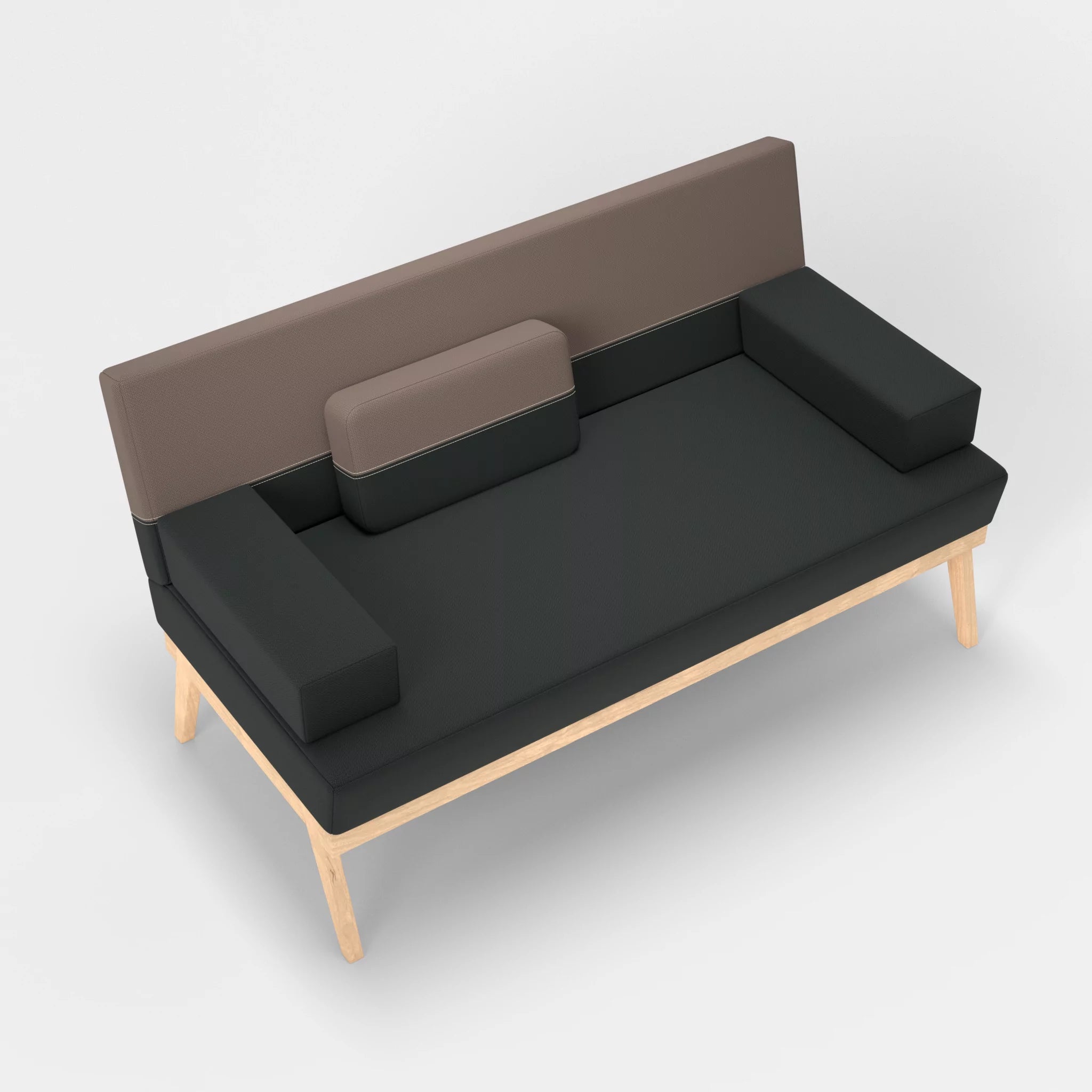 2er Sitzsofa Bauz credoblack-credowalnut in Schwarz und Dunkelgrau von oben