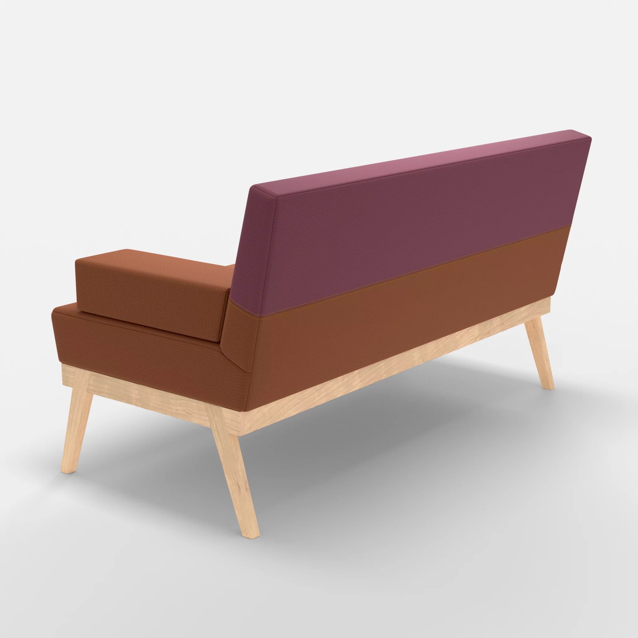 2er Sitzsofa Bauz credokupfer-credobreva in Braun und Violett von hinten