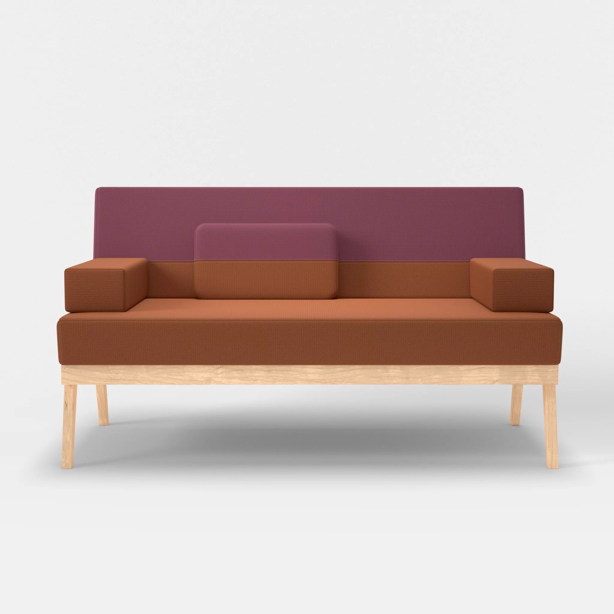 2er Sitzsofa Bauz credokupfer-credobreva in Braun und Violett von vorne