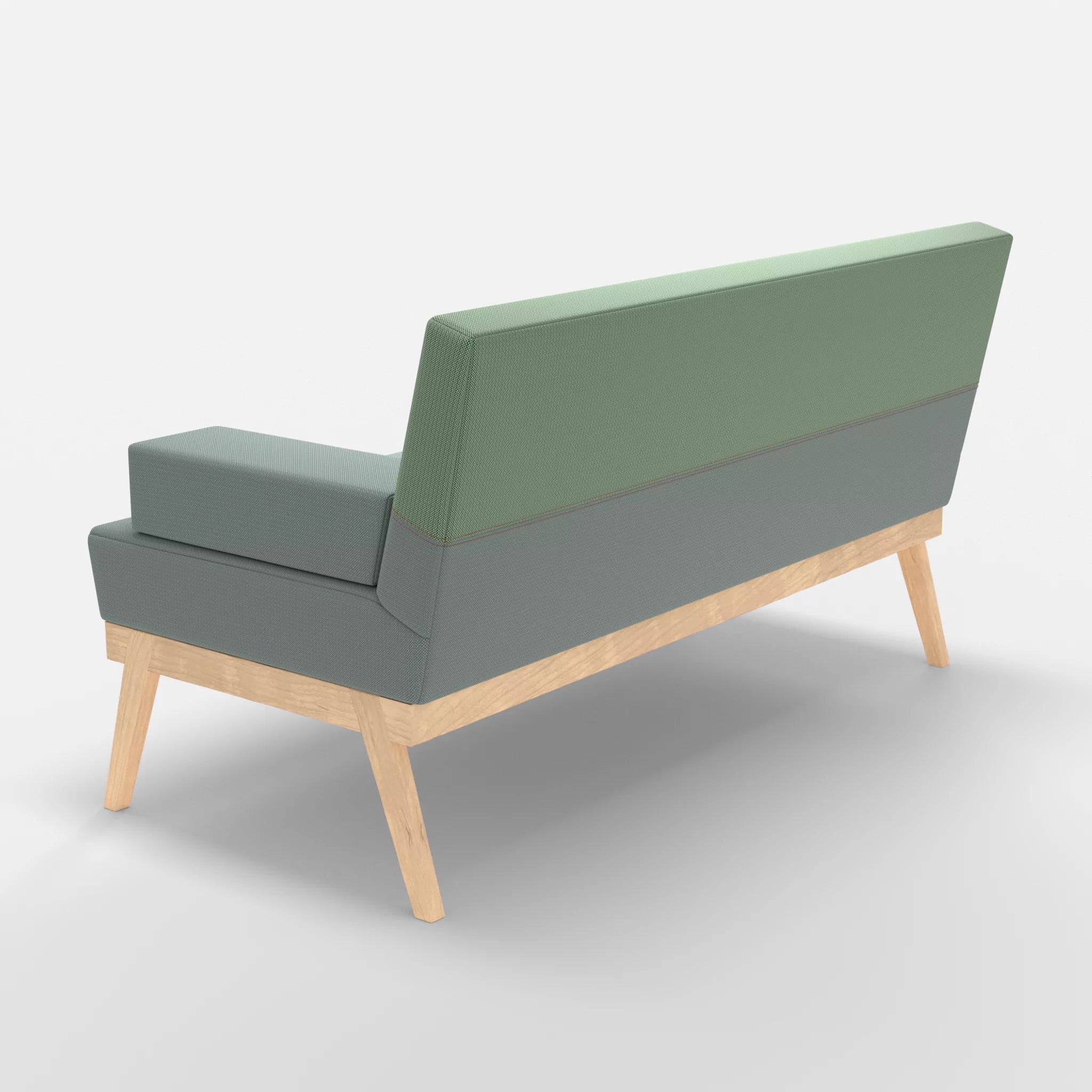 2er Sitzsofa Bauz credolake-credoaloe in Graublau und Hellgrün von hinten